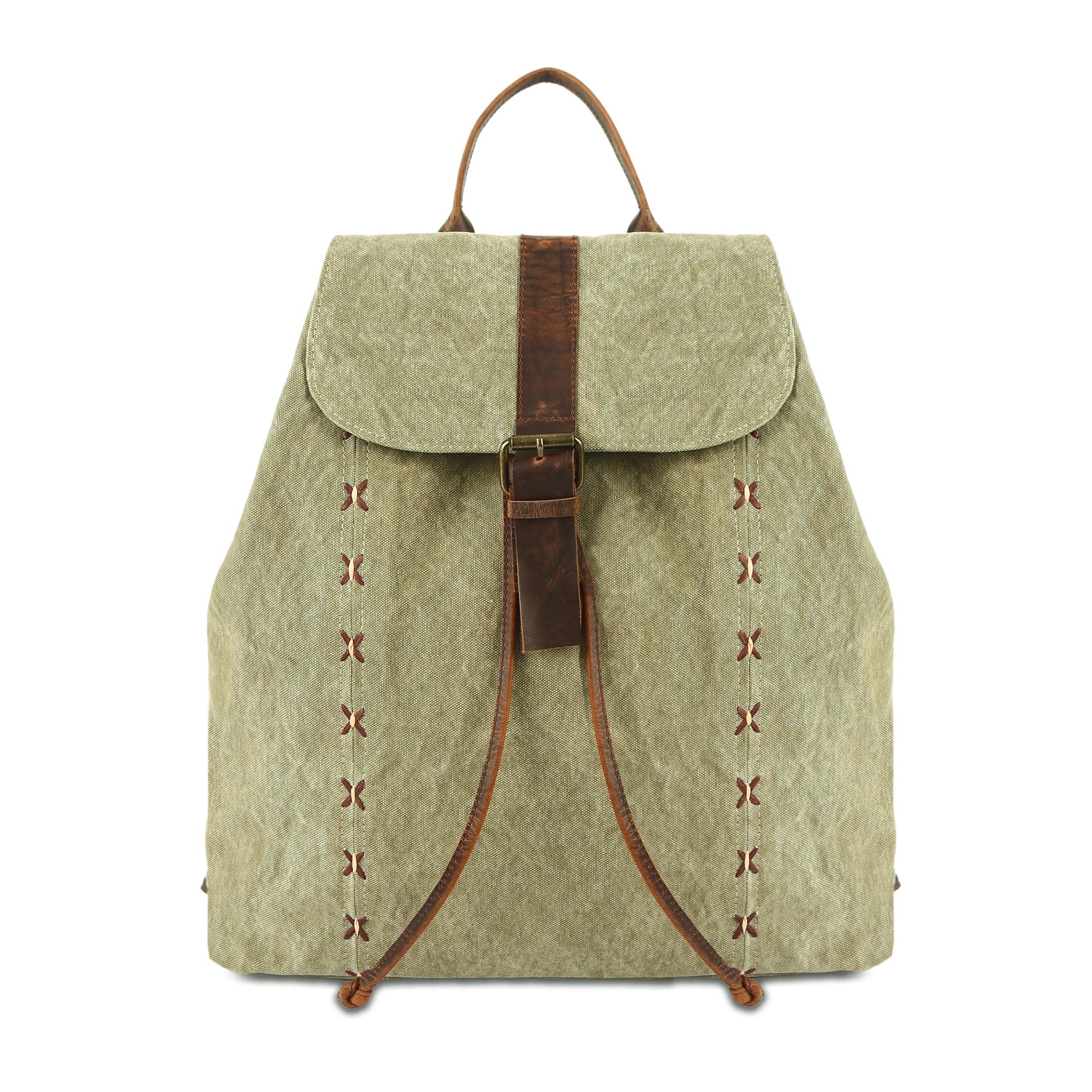 backpacks for women canvas and leather KomalC Jute and Leather Backpack for Women & Men