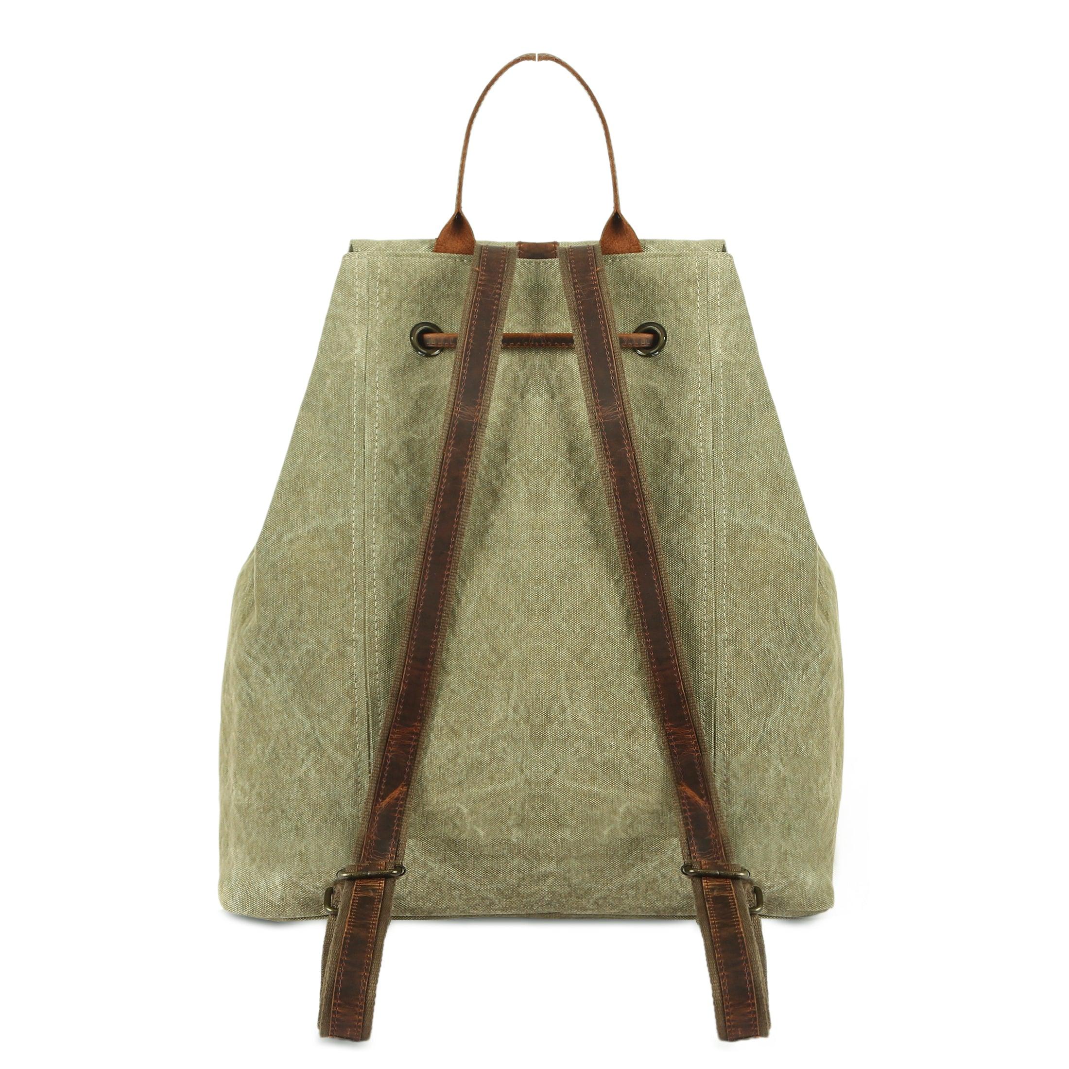 canvas backpack for women with leather strap
