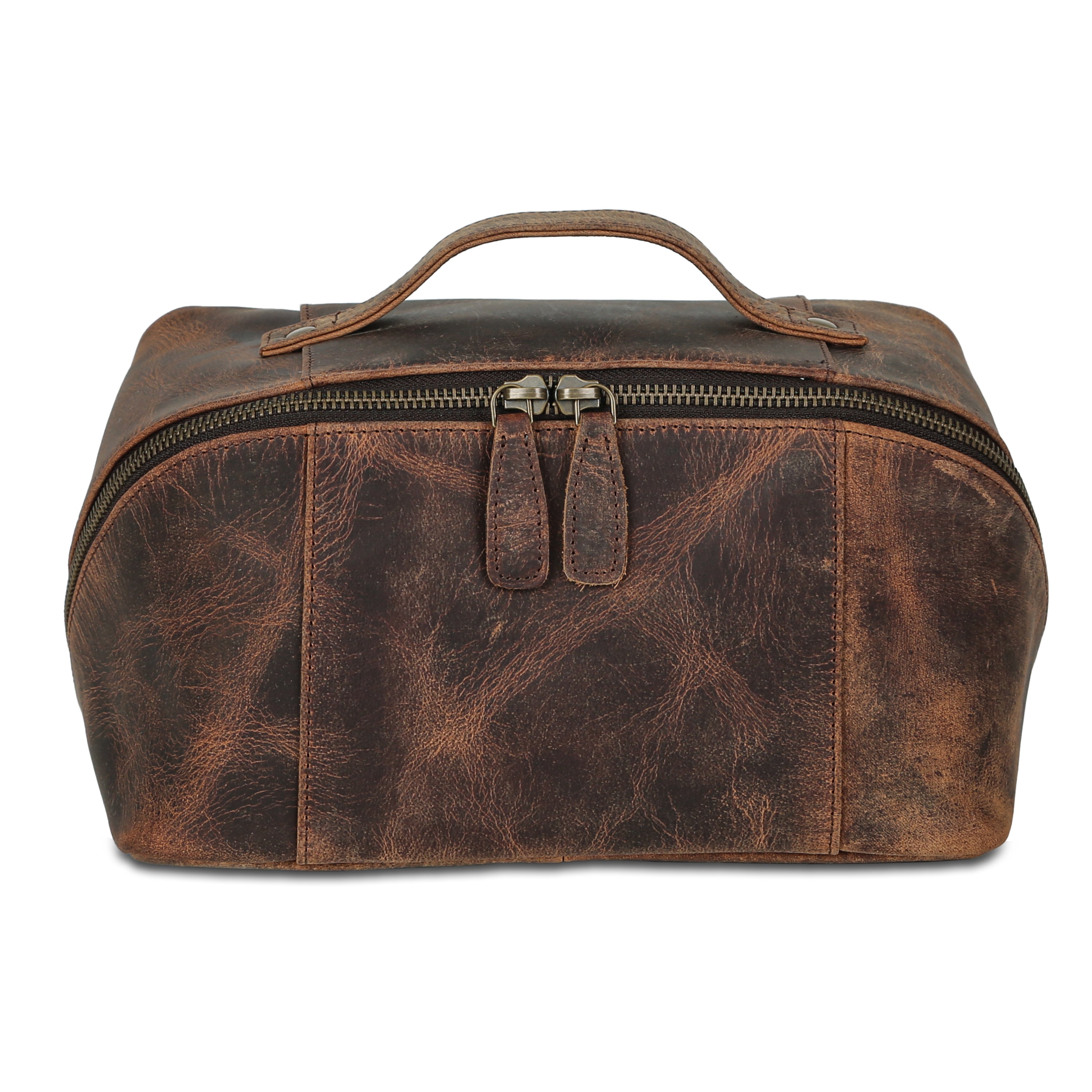 KomalC Luxury Leather Men’s Toiletry Travel Bag – Handmade Shaving Kit with Waterproof Interior, Spacious Storage & Carry Handle – leather travel Kit Bag for Men & Women