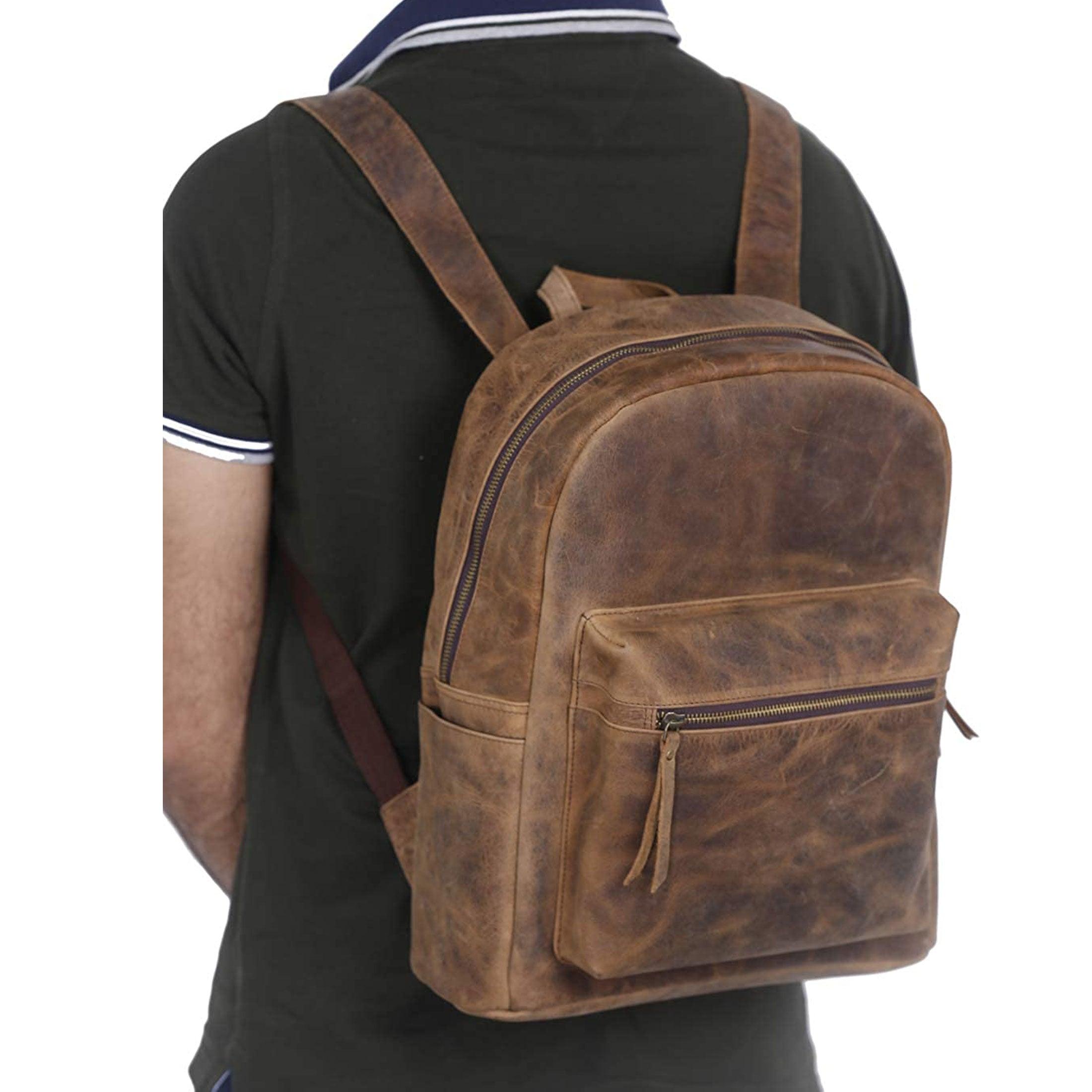 17-Inch Leather Backpack Versatile Rucksack & Laptop Bag for Women and Men | Travel, School, Hiking & Camping Essential 17-Inch Leather Backpack Versatile Rucksack & Laptop Bag for Women and Men | Travel, School, Hiking & Camping Essential