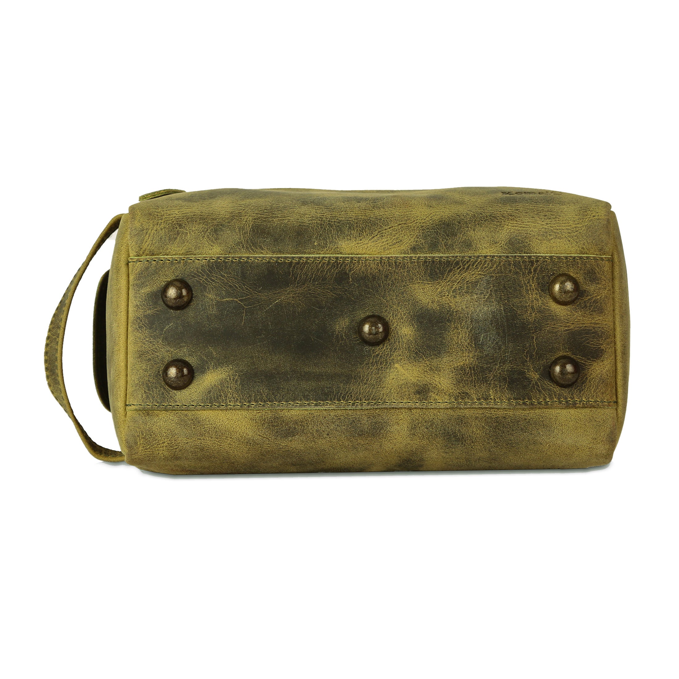 Genuine Buffalo Leather Toiletry Bag – Unisex Travel Dopp Kit (Distressed Green)