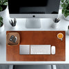 Full Grain Leather Desk Mat Set – 31" × 15" Leather Desk Pad with Accessory Tray & Coaster | Thick 3mm Desk Protector, Writing Pad & Office Organizer – Orange