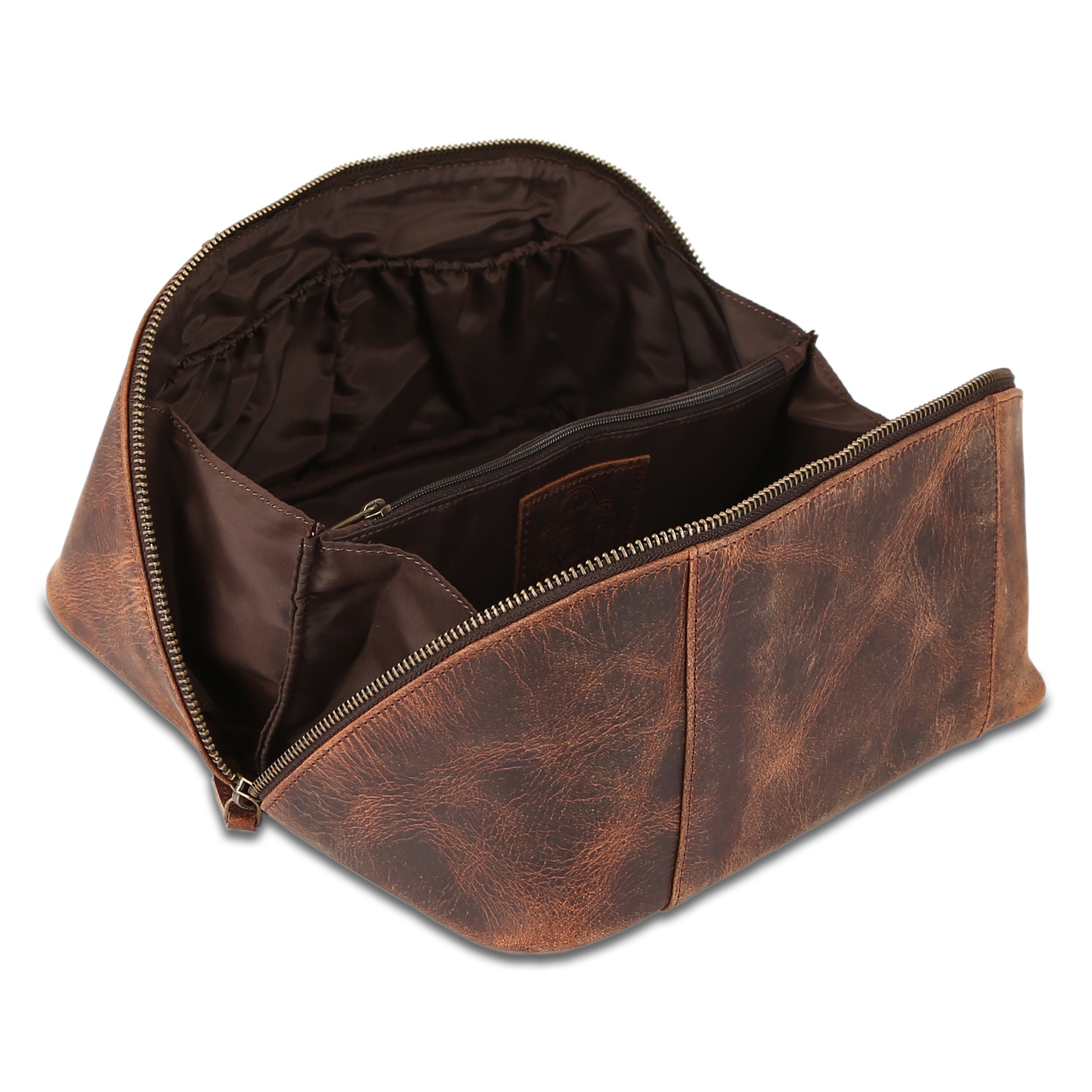 KomalC Luxury Leather Men’s Toiletry Travel Bag – Handmade Shaving Kit with Waterproof Interior, Spacious Storage & Carry Handle – leather travel Kit Bag for Men & Women