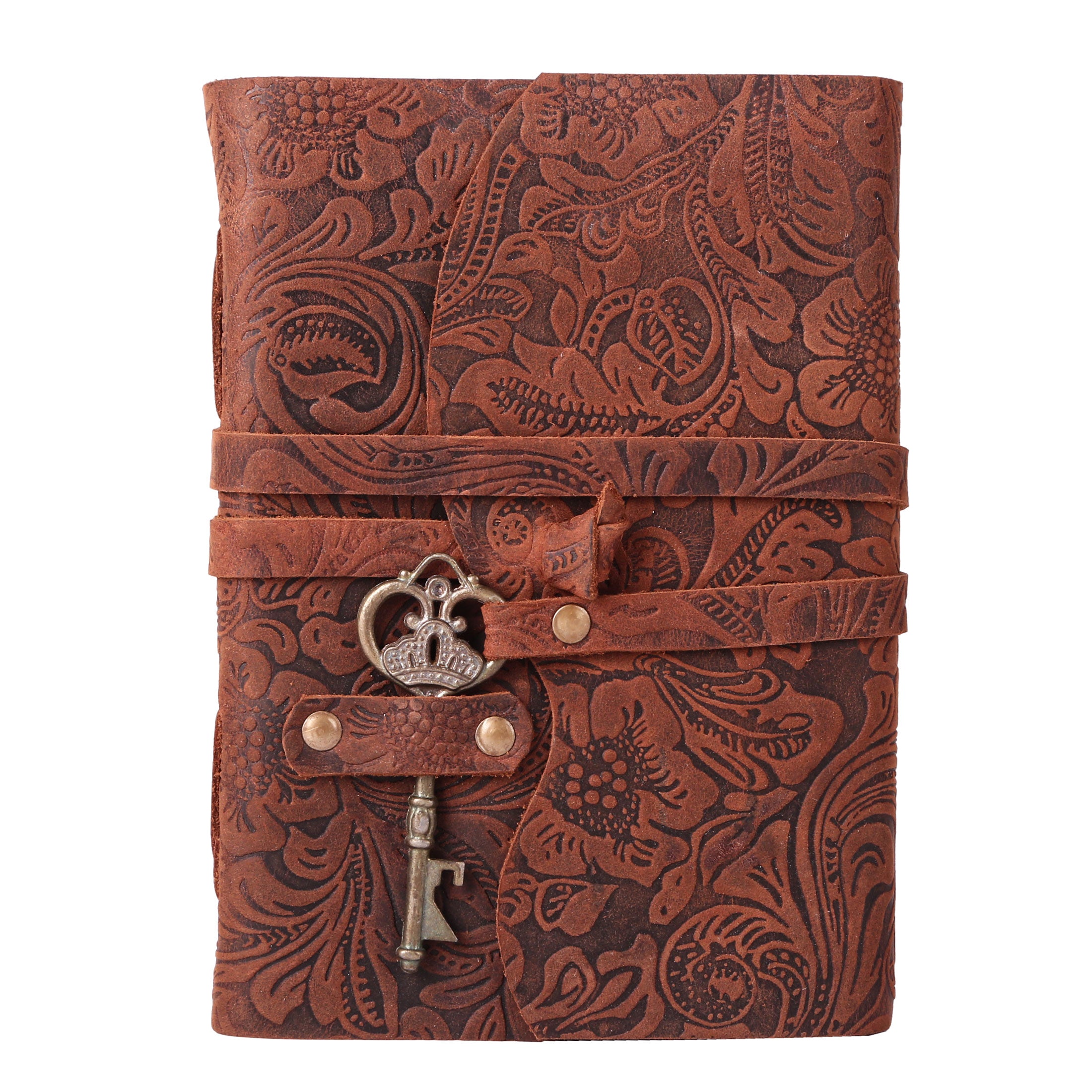 leather journal with vintage key