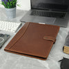 KomalC Leather Portfolio Folder with Button Closure | Business Padfolio for Professionals | Vintage Full-Grain Leather Organizer with Legal Pad Holder, Card Slots & Document Pockets (Chicago)