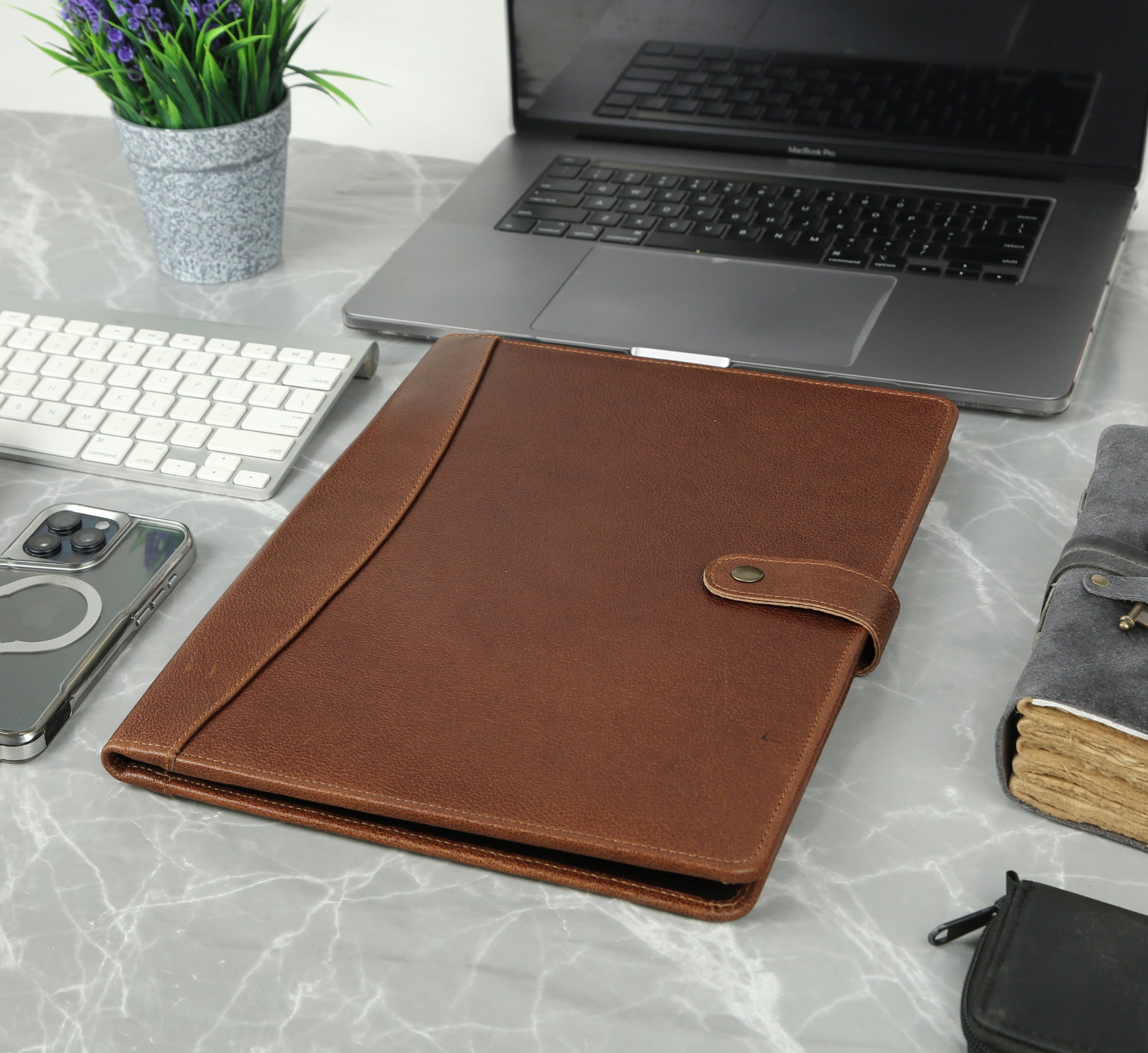 card portfolio binder KomalC Leather Portfolio Folder with Button Closure | Business Padfolio for Professionals