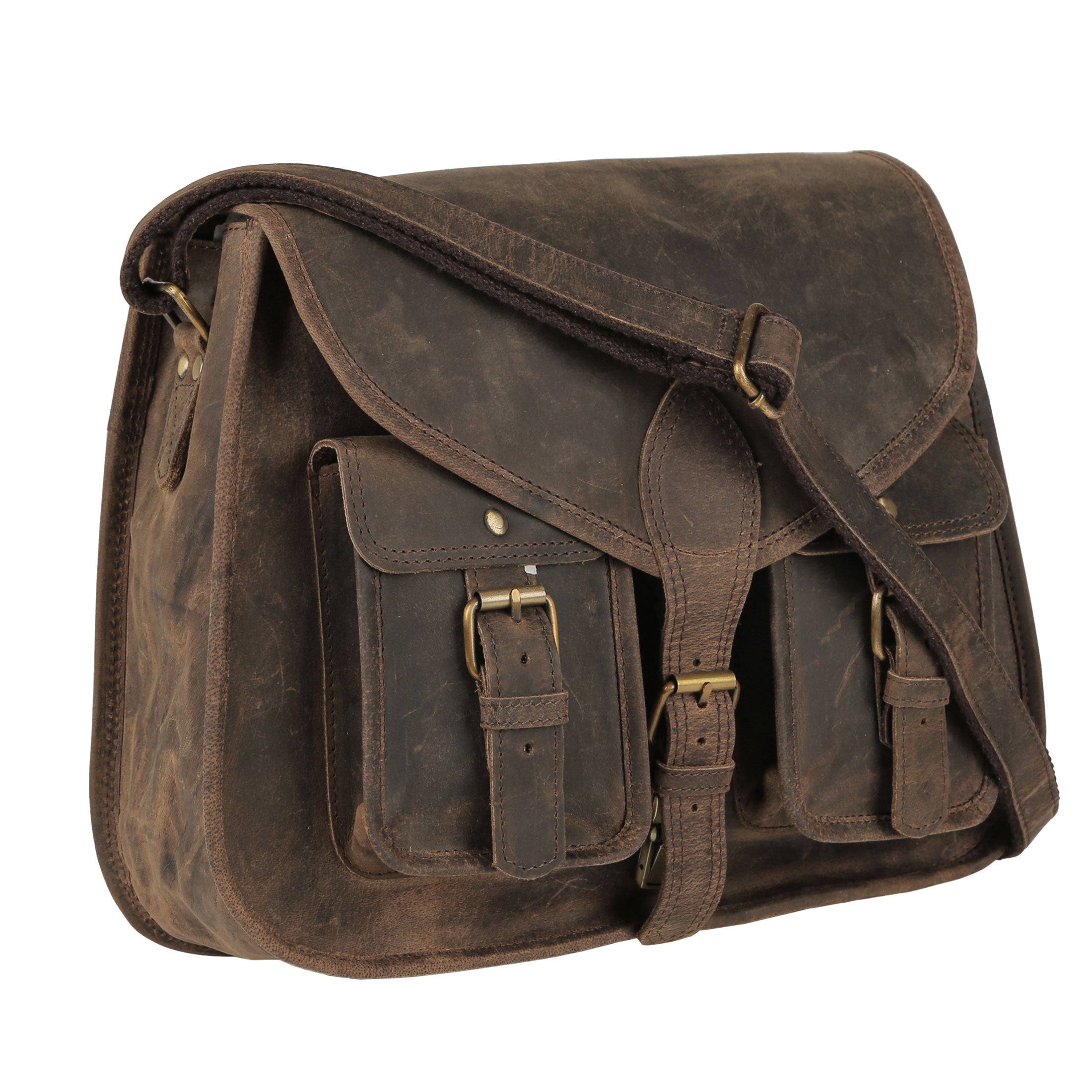 14-Inch Genuine Leather Purse – Women’s Crossbody Satchel, Shoulder Bag, Tote, and Travel Handbag