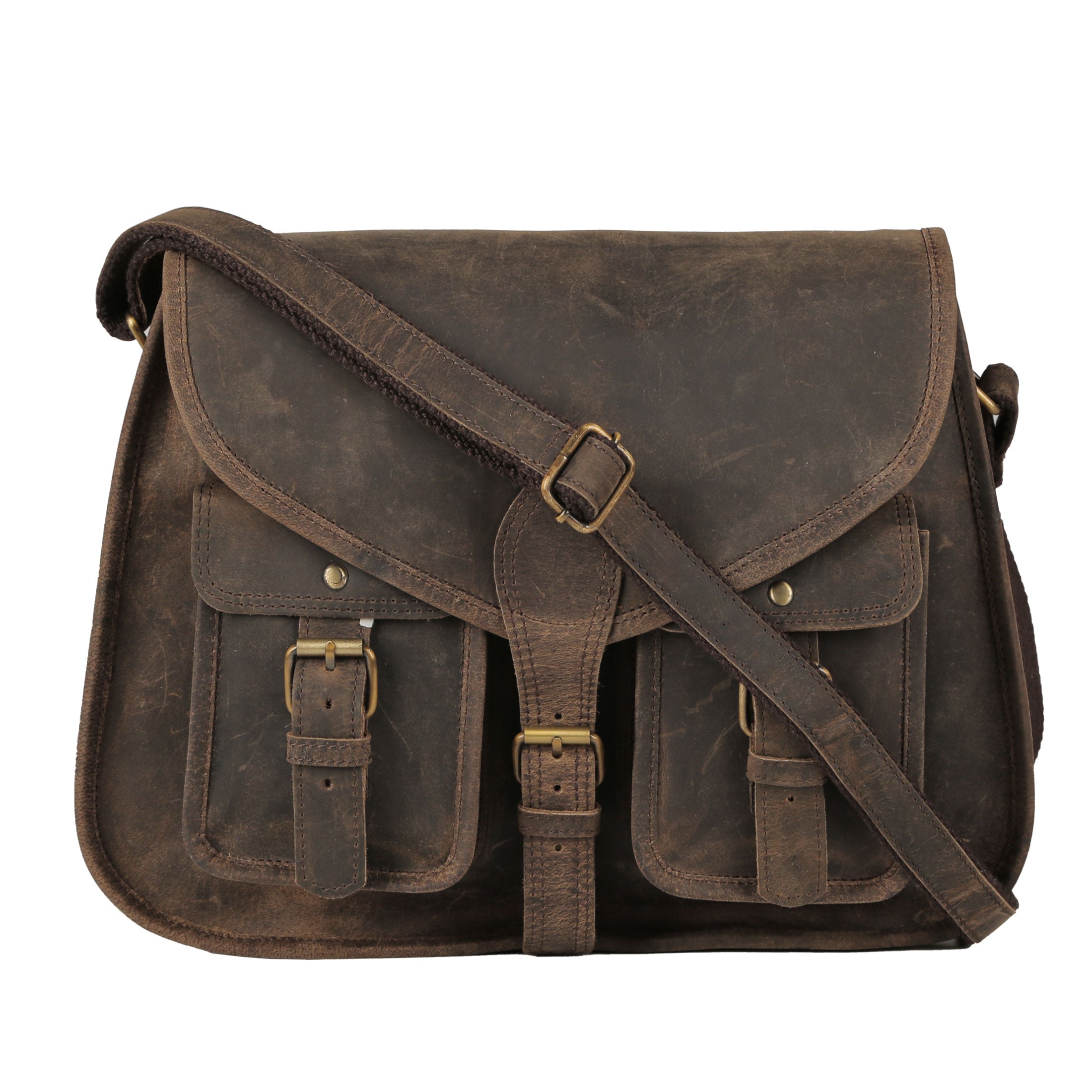 14-Inch Genuine Leather Purse – Women's Crossbody Satchel