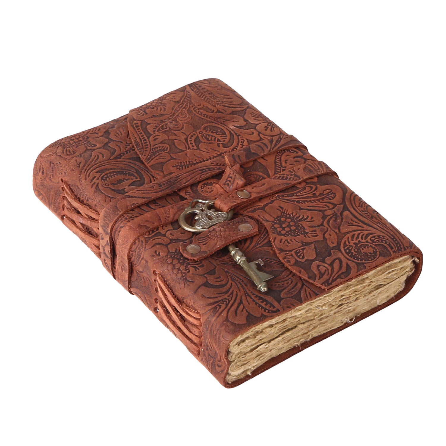 Halloween leather journal with vintage key