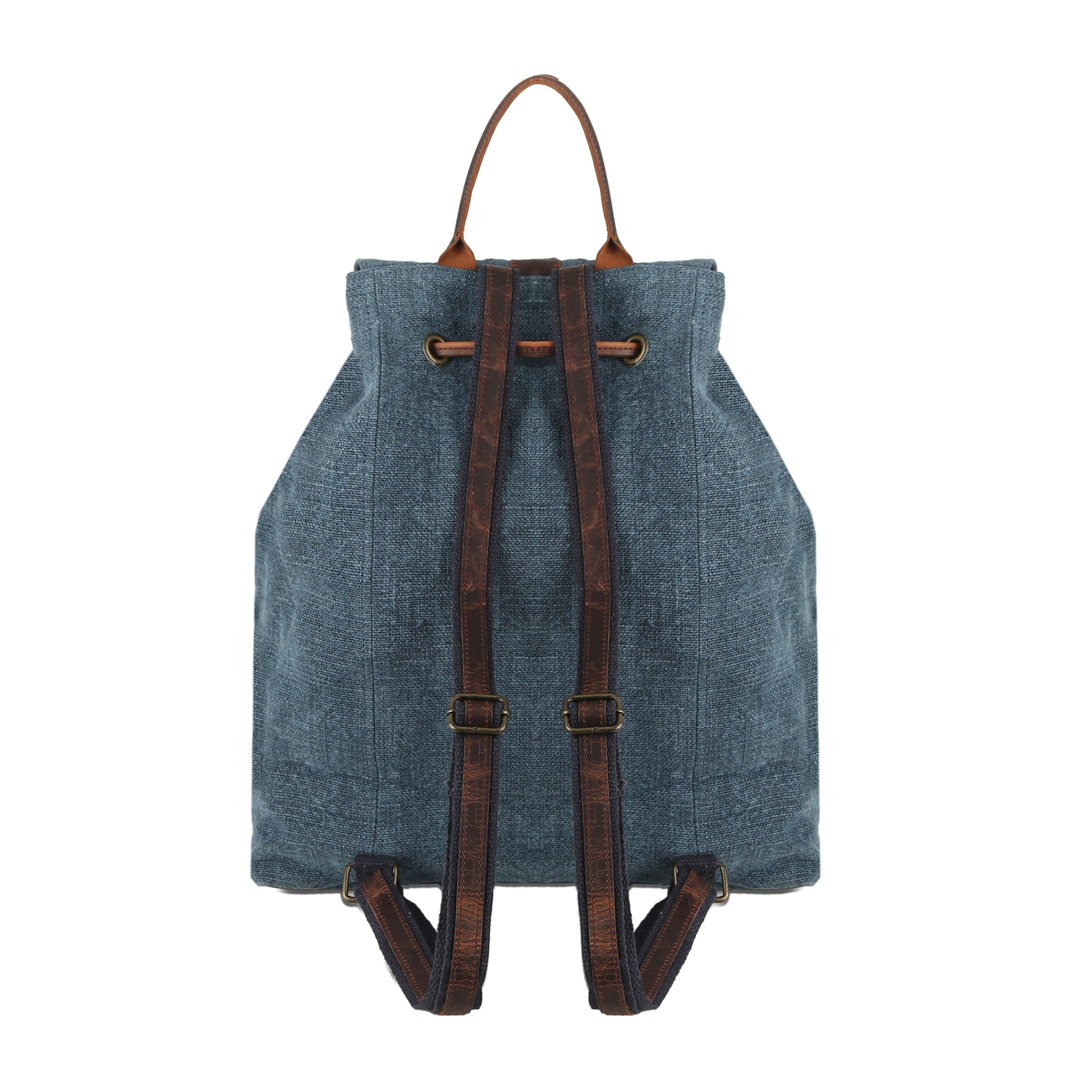 canvas backpack with leather straps