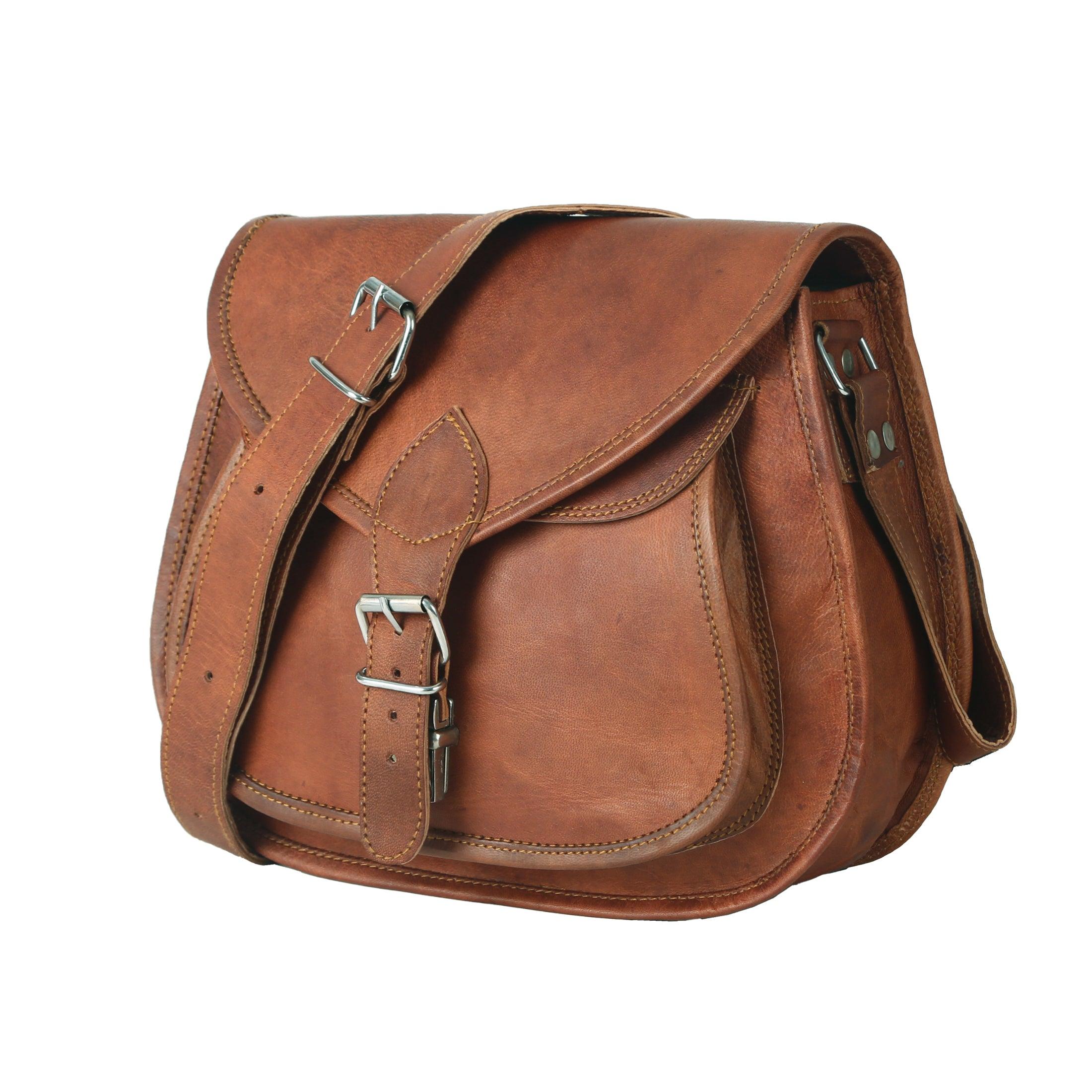 Handcrafted leather satchel for ladies
