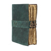 Handcrafted Vintage Leather bound Journal with Lock - Antique Deckle Edge Paper - 200 Pages - Sea Green