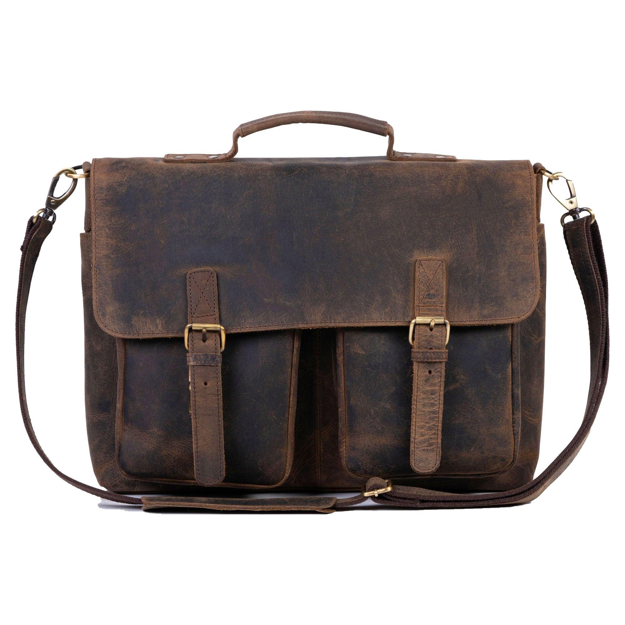 Handcrafted full-grain leather courier bag