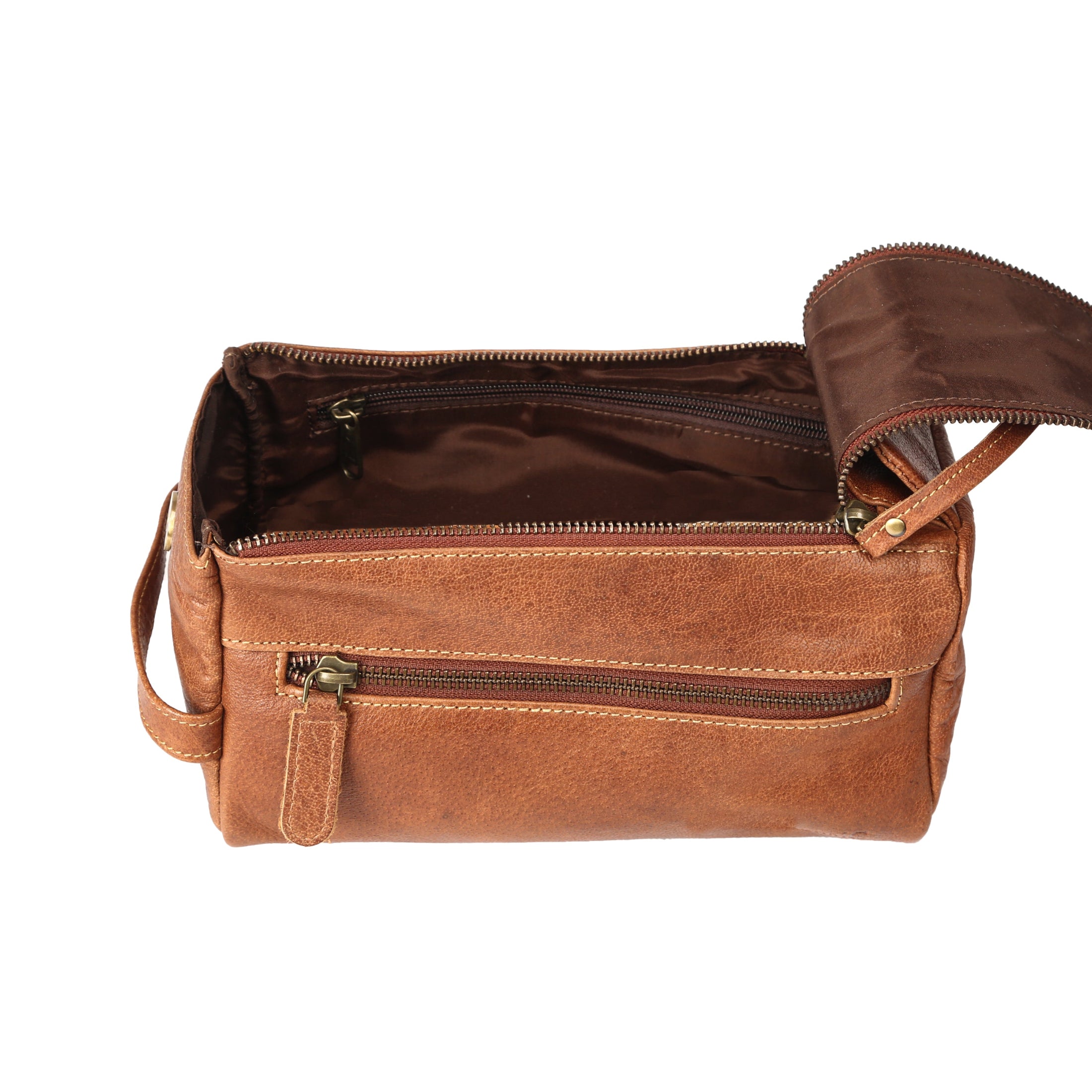 buffalo leather toiletry bag for men with extra pockets