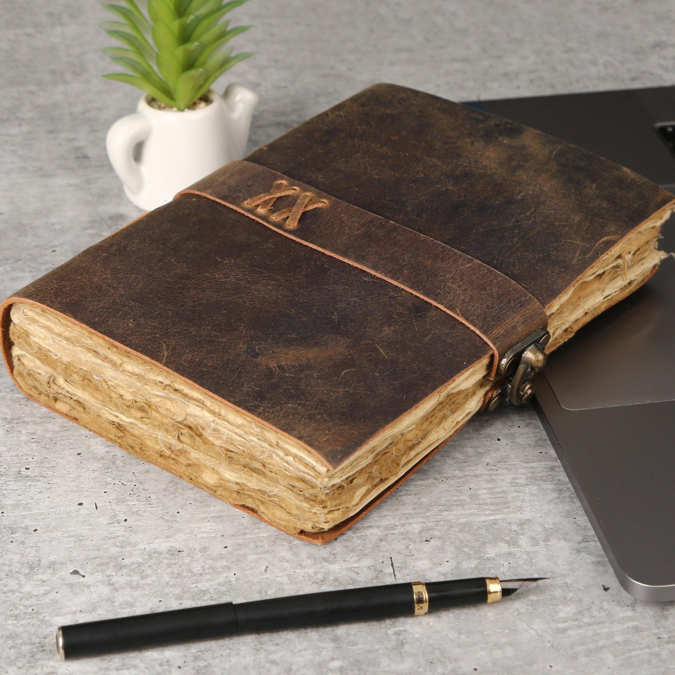 Leather journal with vintage lock for artist , writers, sketchers