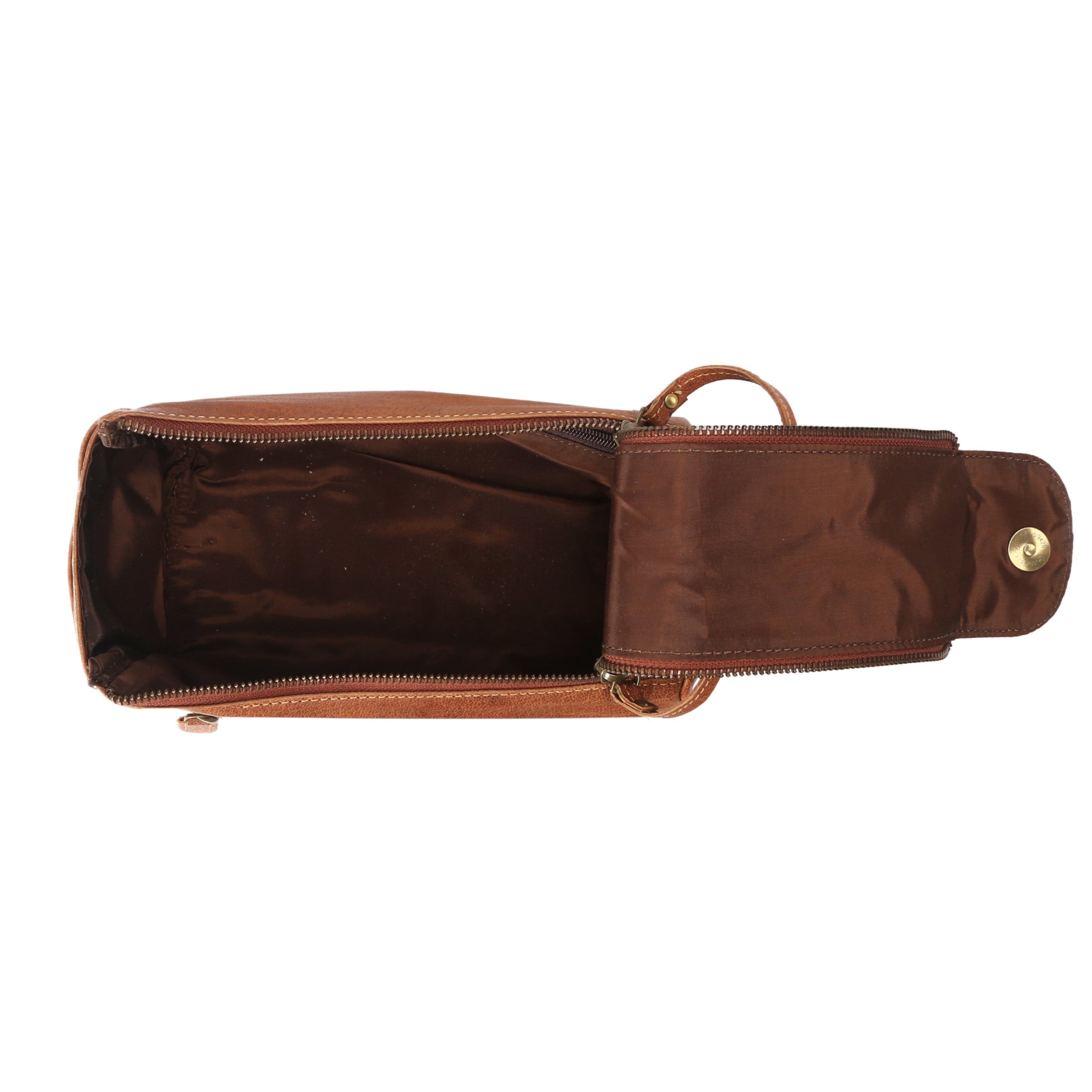 leather toiletry bag with magnetic closure