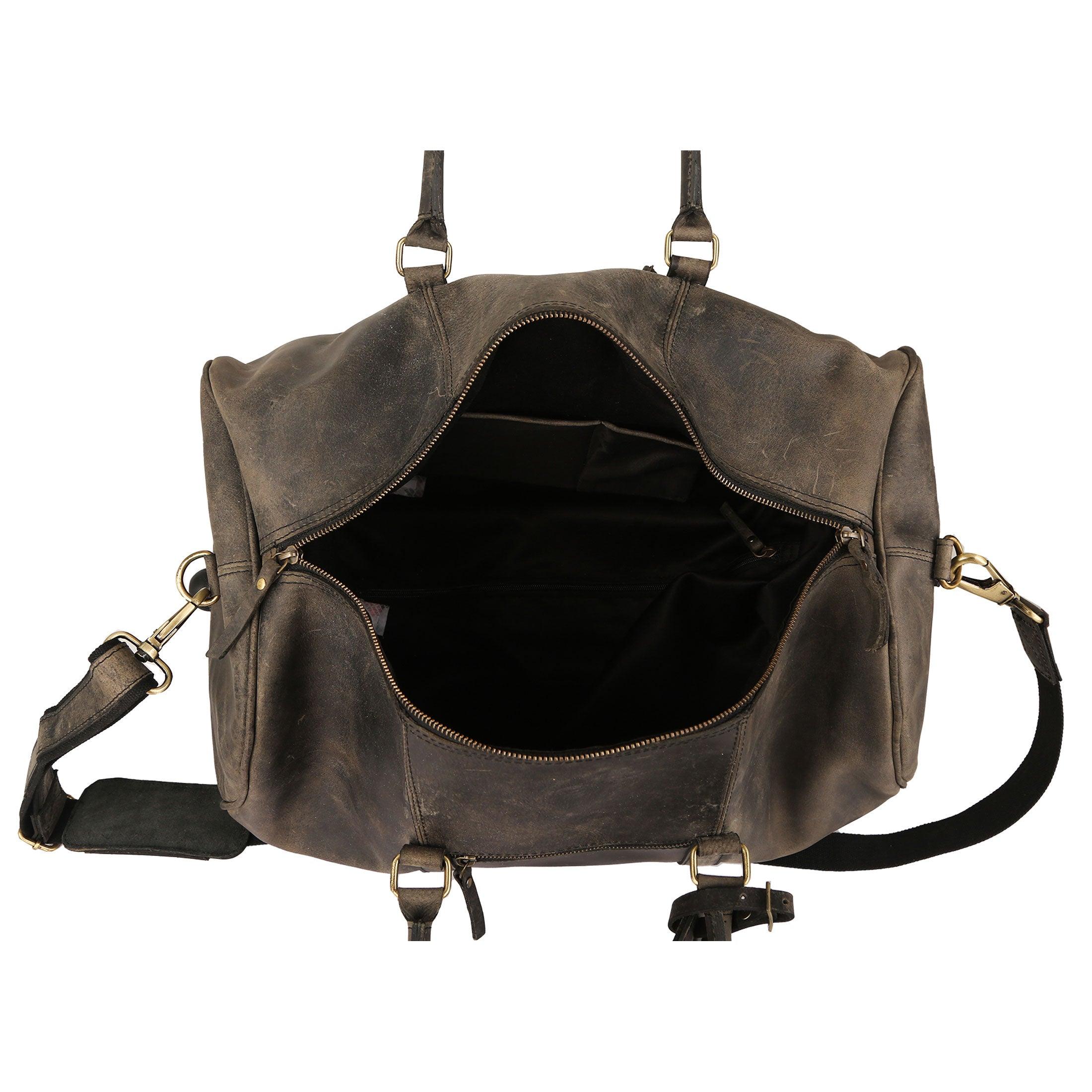 Leather Rolling Travel Duffel for Men & Women - 21-Inch