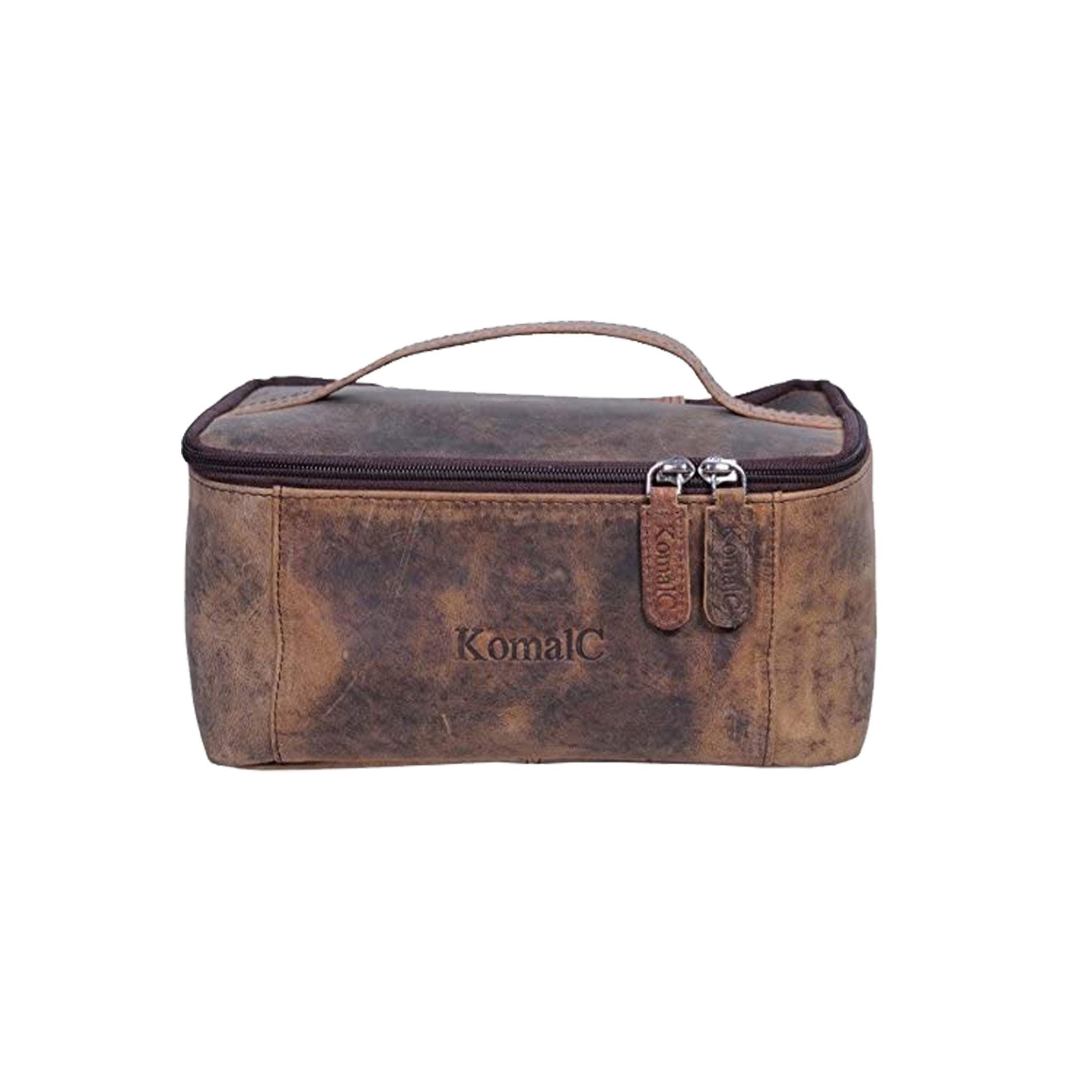 Trousse De Toilette Vintage En Cuir Marron, Fermeture éclair, Idéale Pour Voyage Ou Rasage