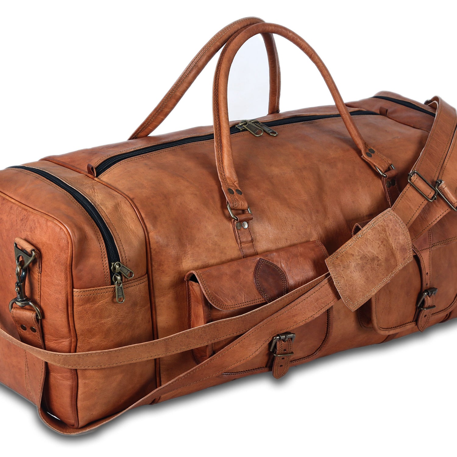 21 Inch Genuine Buffalo Leather Travel Duffle Bag, UK