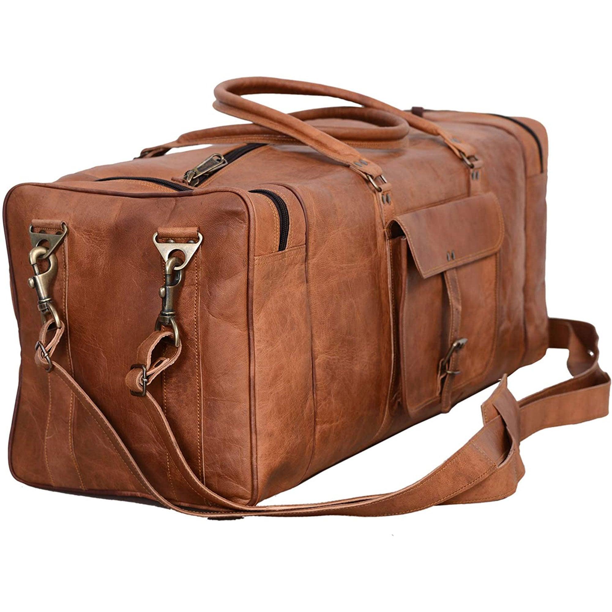 KPL 28 Inch Large Leather Duffel Travel Duffle Gym Sports Overnight Weekender Bag