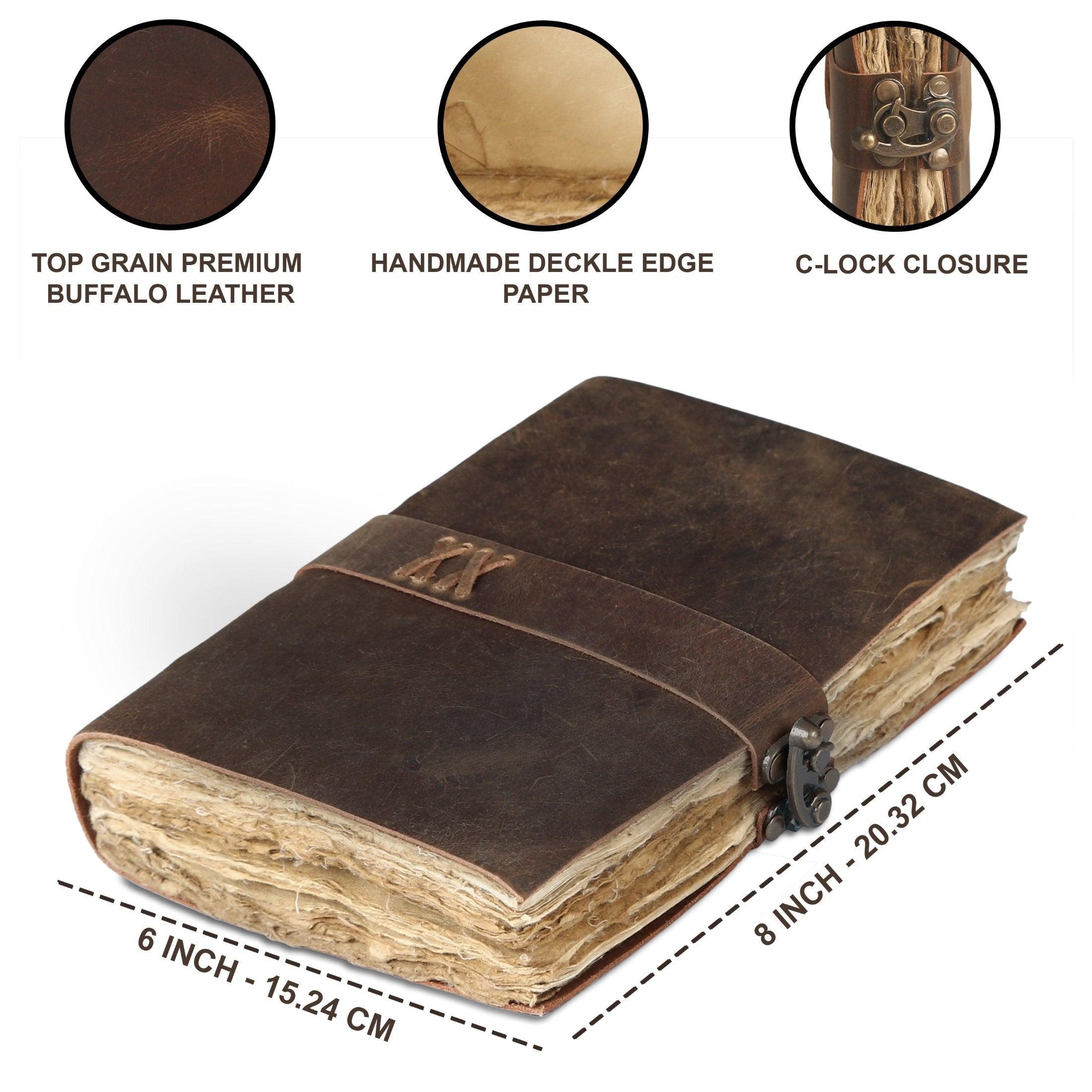Handcrafted Rustic Brown Vintage Leather Journal with Lock – 200 