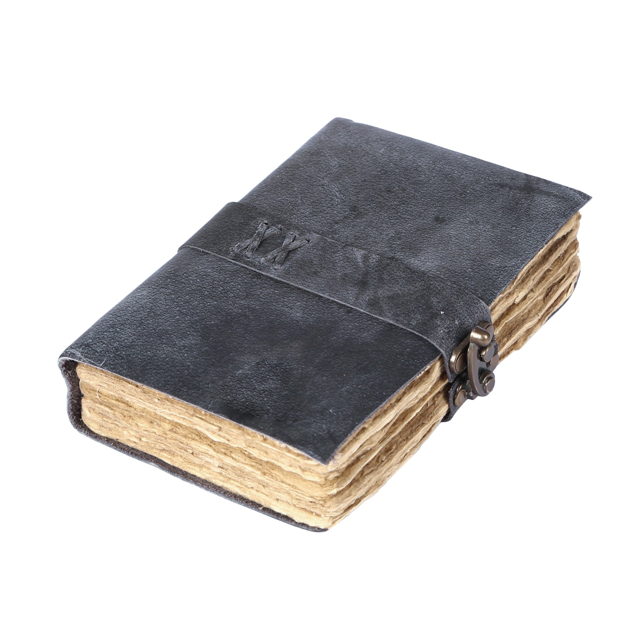 Handcrafted Grey Vintage Leather Journal with Lock – 200 Pages 