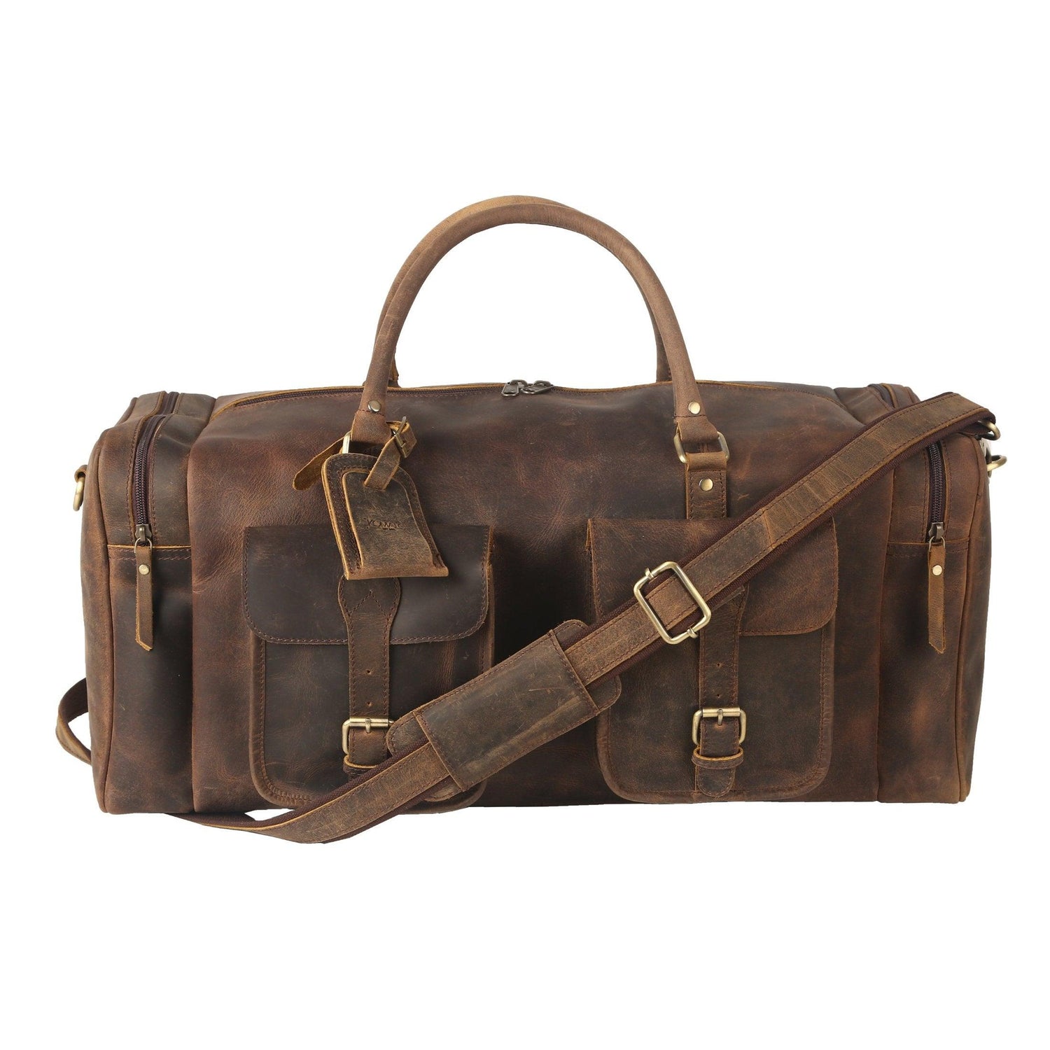 Leather Duffel Bag 24-Inch with adjustable strap and sturdy handle