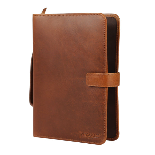 KomalC Genuine Leather Book Cover with Button Strap | Handmade Rustic  Leather Protector for Hardcover Books, Journals & Notebooks | 10.5 Inch  Reusable Book Jacket