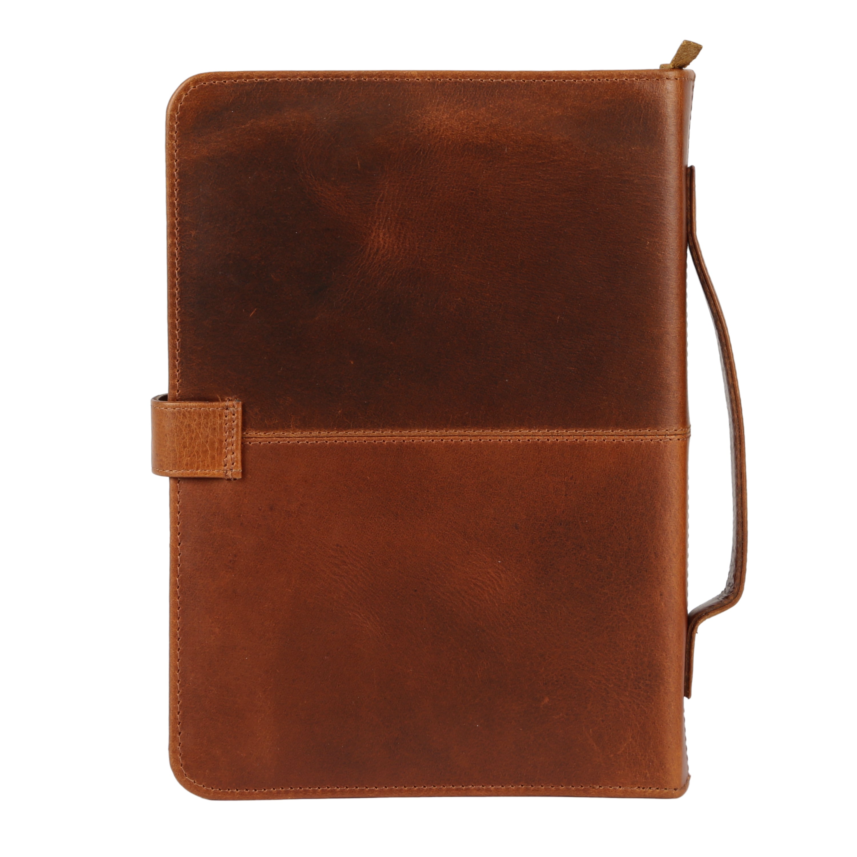 KomalC Genuine Leather Book Cover with Button Strap | Handmade Rustic Leather Protector for Hardcover Books, Journals & Notebooks | 10.5 Inch Reusable Book Jacket | Gift for Writers & Readers