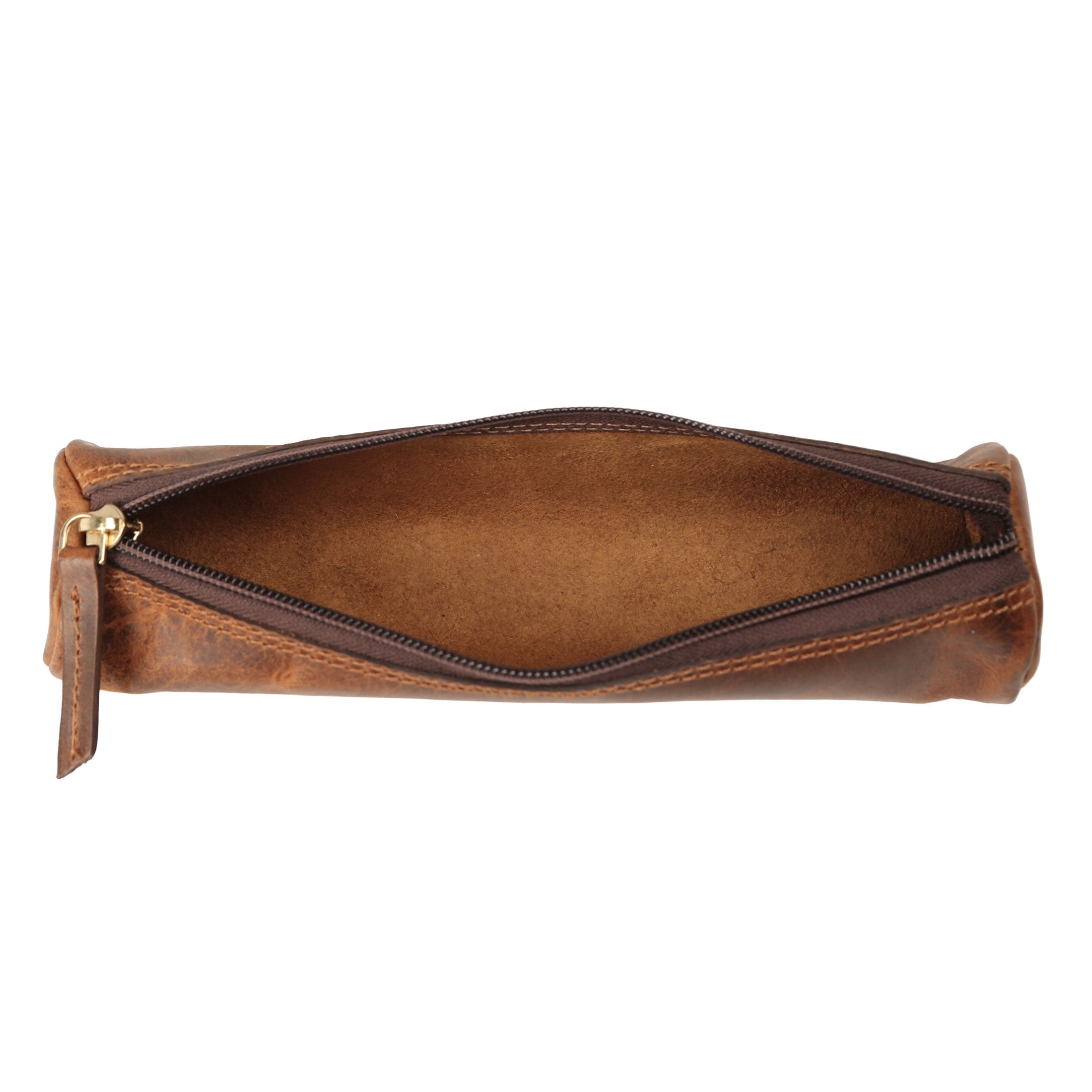 Vintage Leather Pencil Case – Handmade 9” Zipper Pouch for Office, School, or Travel | Slim Leather Organizer for Pens & Accessories