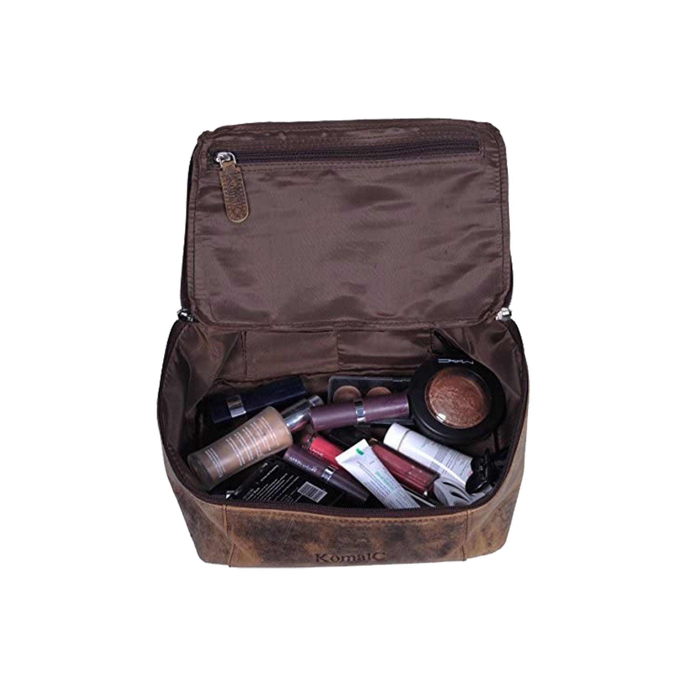 genuine leather toiletry travel bag KomalC Genuine Unisex Vanity Leather Dopp kit