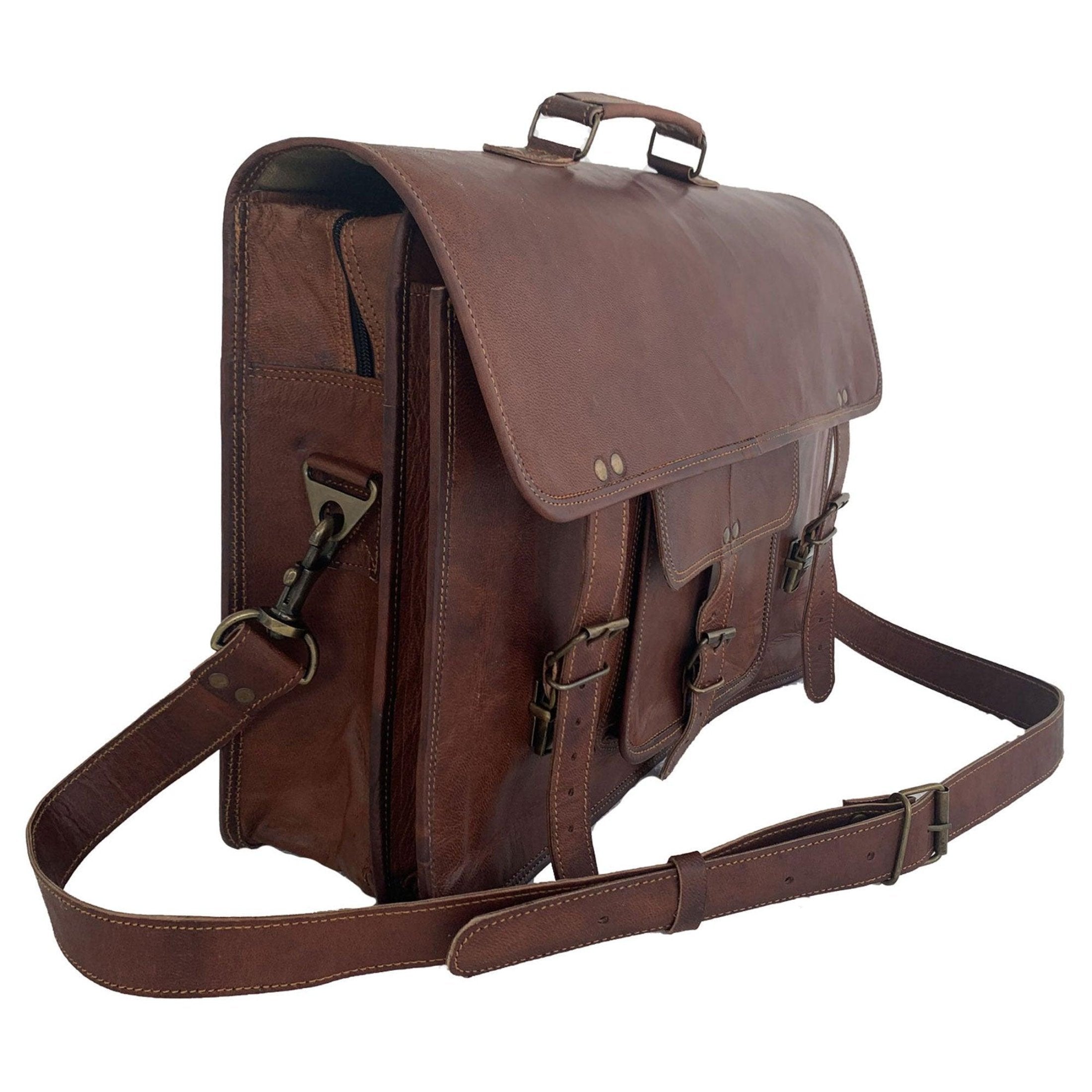 Vintage-inspired leather satchel