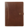 KomalC Leather Portfolio Folder with Button Closure | Business Padfolio for Professionals | Vintage Full-Grain Leather Organizer with Legal Pad Holder, Card Slots & Document Pockets (Chicago)