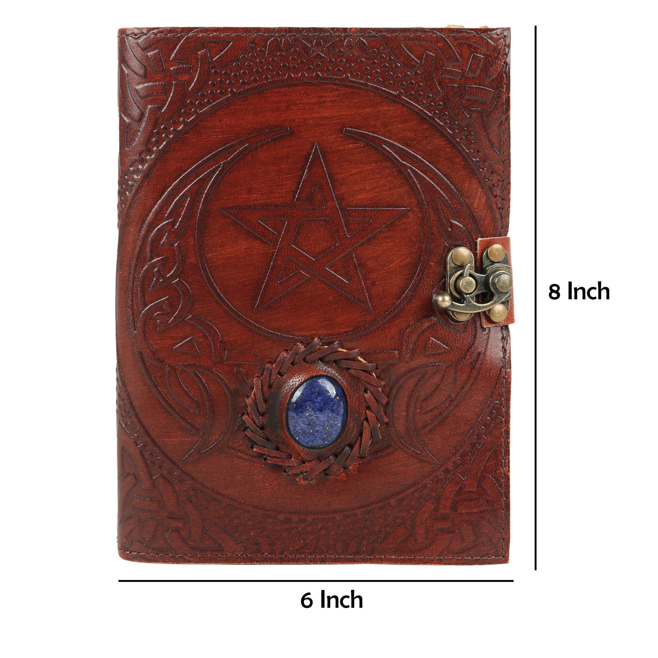 blue stone leather journal