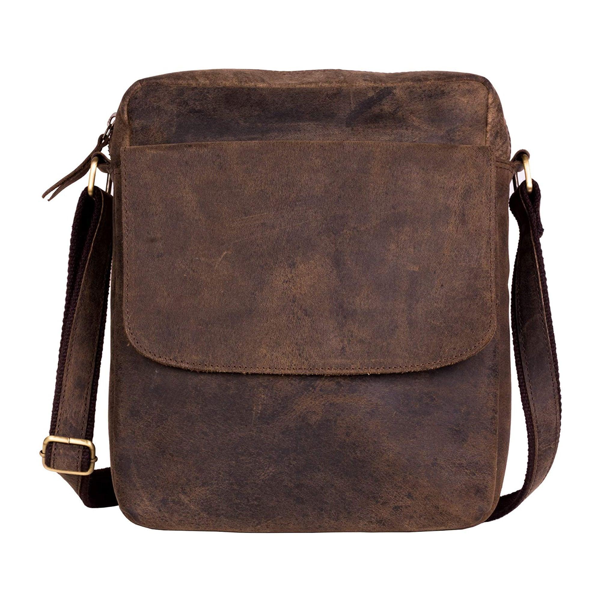 Leather 11 Inch Sturdy Satchel iPad Messenger Bag for Men and Women