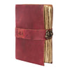 Handcrafted Vintage Leather bound Journal with Lock - Antique Deckle Edge Paper - 200 Pages - Solid Pink