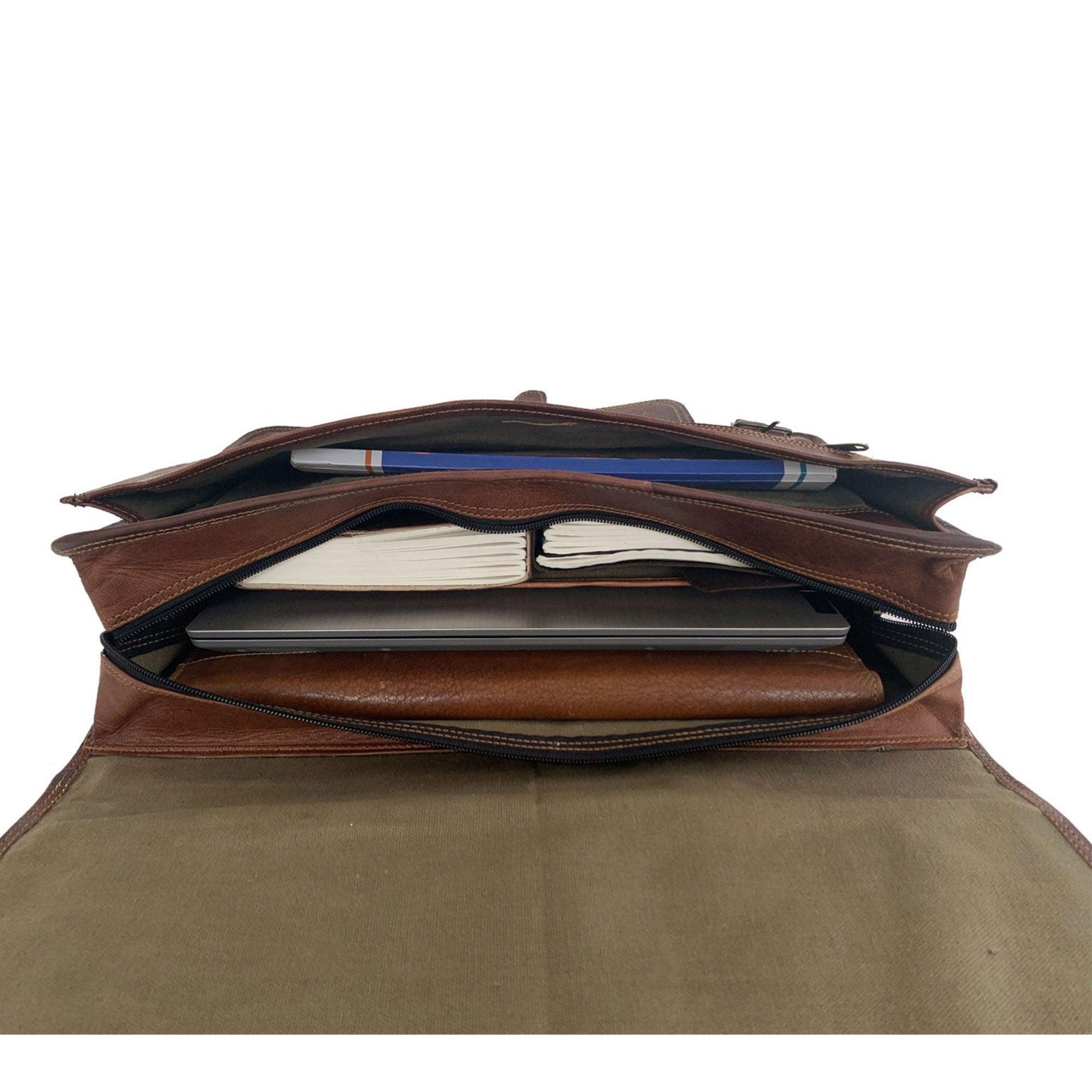 Full-grain leather laptop bag