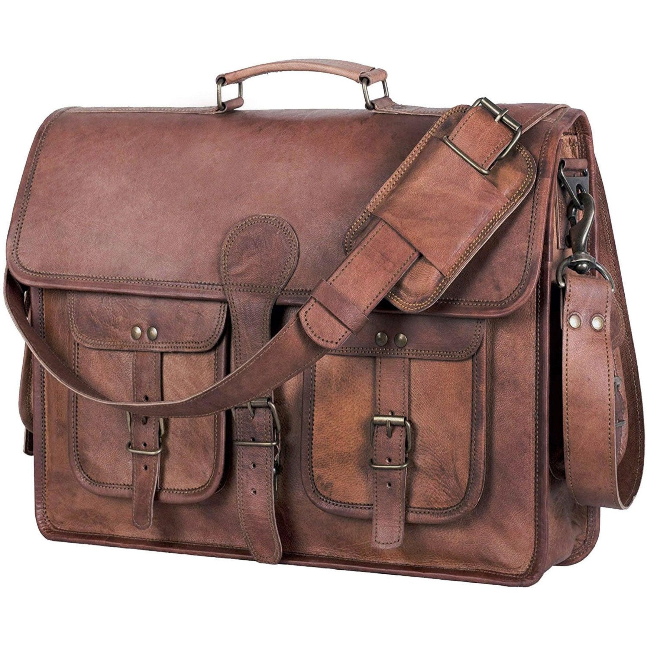 leather messenger bag with adjustable shoulder strap