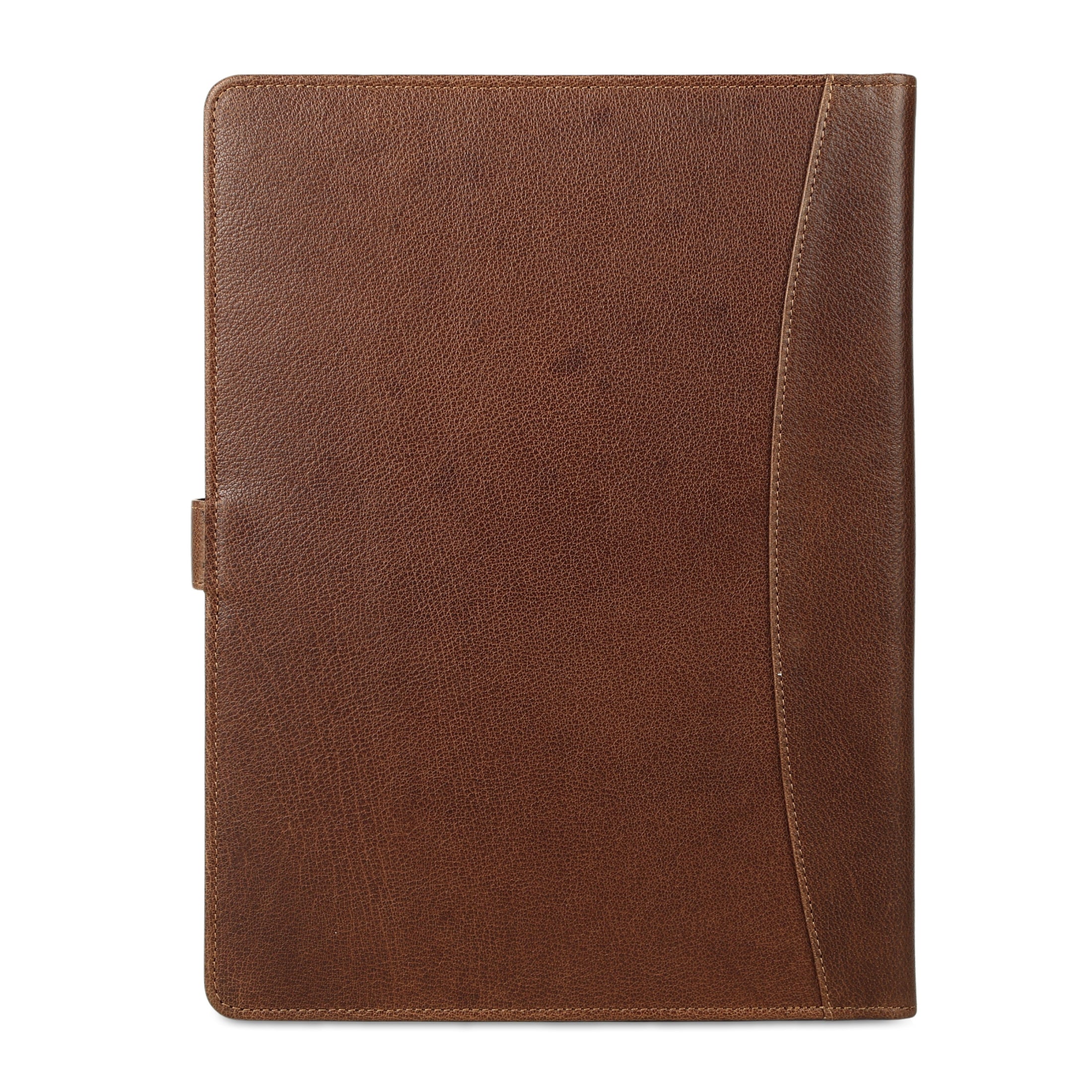 KomalC Leather Portfolio Folder with Button Closure | Business Padfolio for Professionals | Vintage Full-Grain Leather Organizer with Legal Pad Holder, Card Slots & Document Pockets (Chicago)