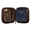 Leather Bible Cover for Men & Women – Zippered Bible Case with Handle, Note & Pen Organizer – Fits Large Study Bible – 11.5x8.5 Inch