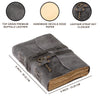 Leather Journal with unlined Deckle Edge Paper Vintage Key/ Handmade Writing Notebook Diary/ Bound Daily Notepad for Men & Women (Grey)