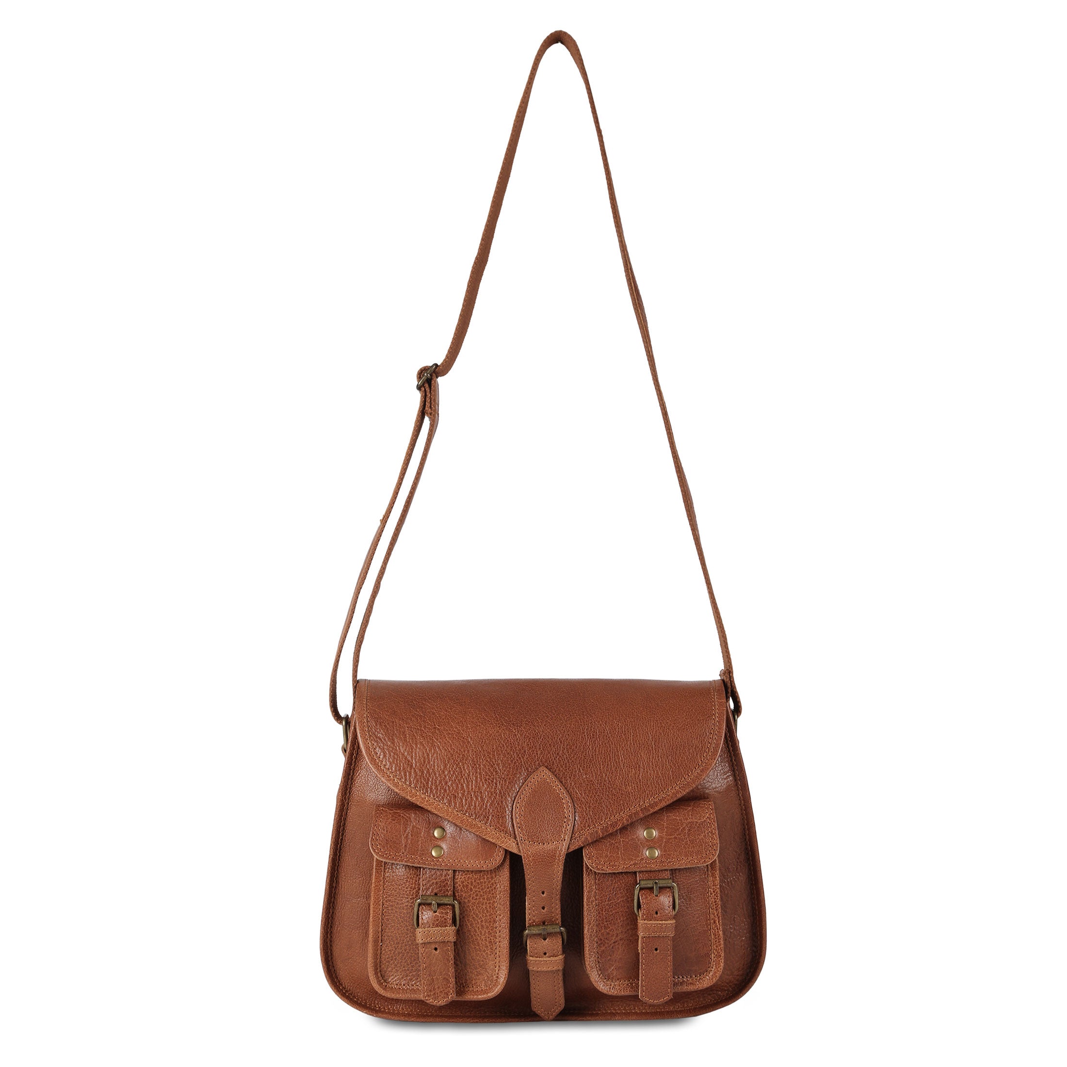 14-Inch Genuine Leather Shoulder Bag for Women – Crossbody Satchel, Ladies' Tote & Travel Purse