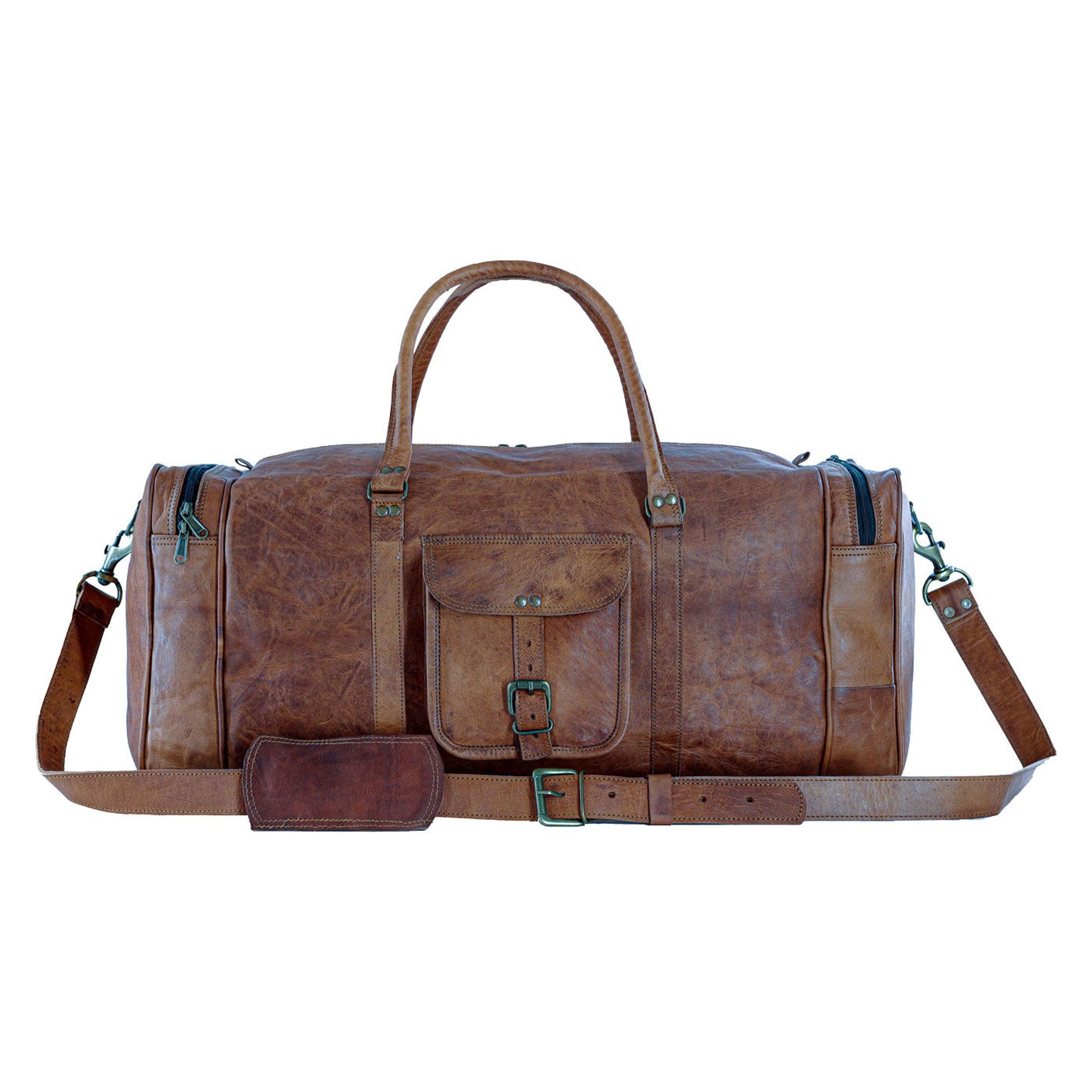 Komal'S Passion Leather 24 Inch Square Duffel Travel Gym Sports Overnight Weekend Leather Bag Komal'S Passion Leather 24 Inch Square Duffel Travel Gym Sports Overnight Weekend Leather Bag