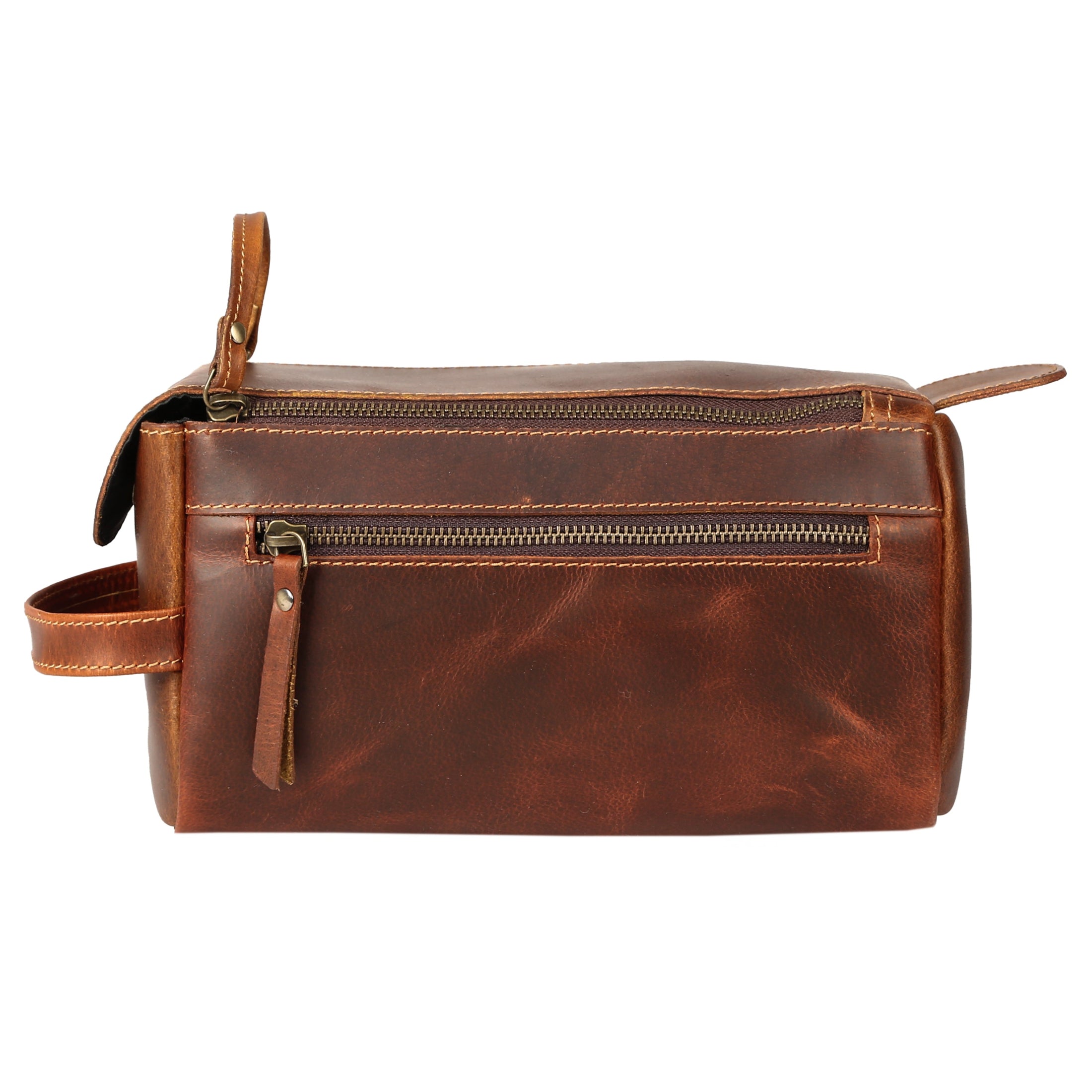 genuine buffalo leather unisex toiletry bag travel dopp kit KomalC Premium Buffalo Leather Unisex Toiletry Bag Travel Dopp Kit