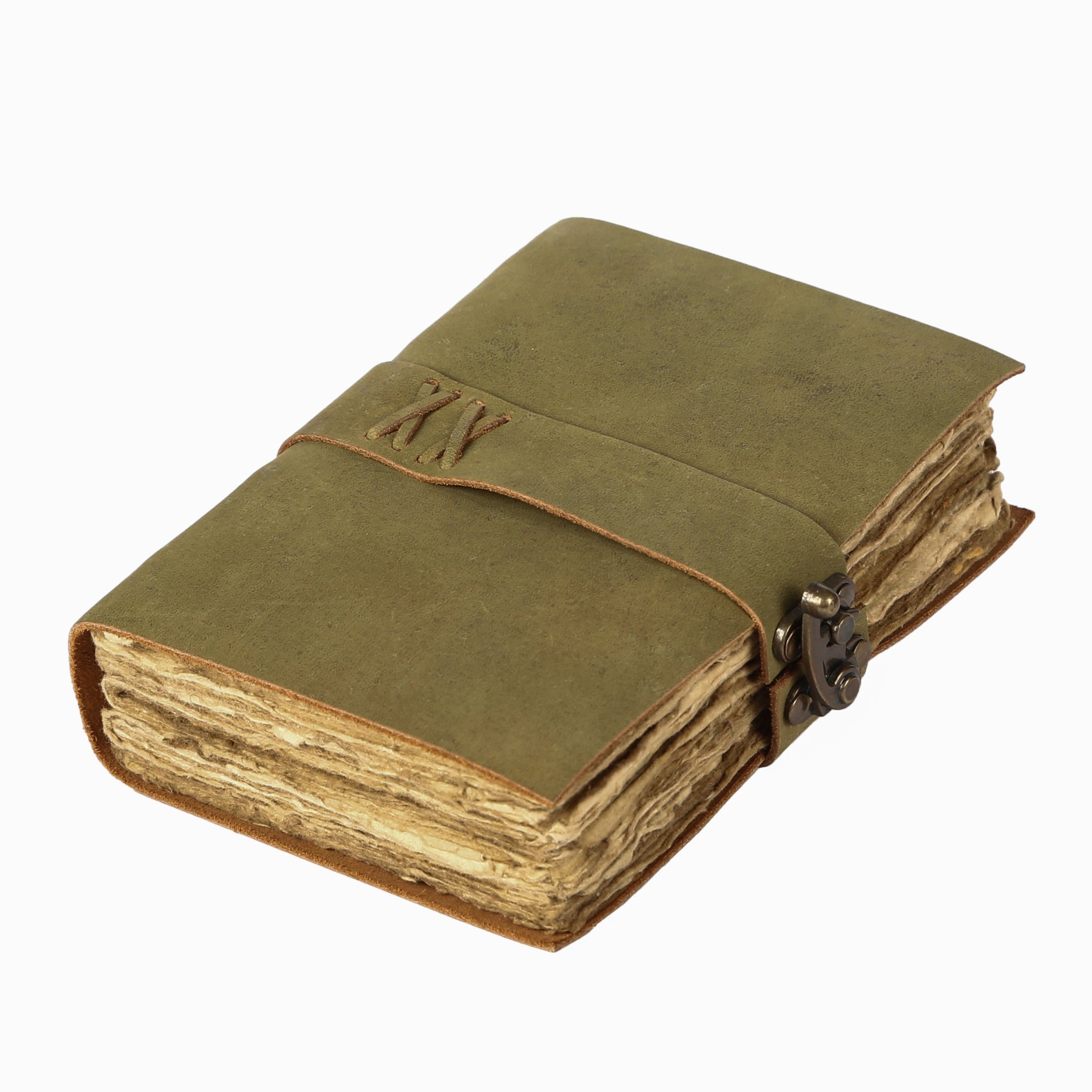 Handcrafted Green Vintage Leather Journal with Lock – 200 Pages 