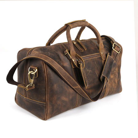 vintage leather duffel bag for men and women 