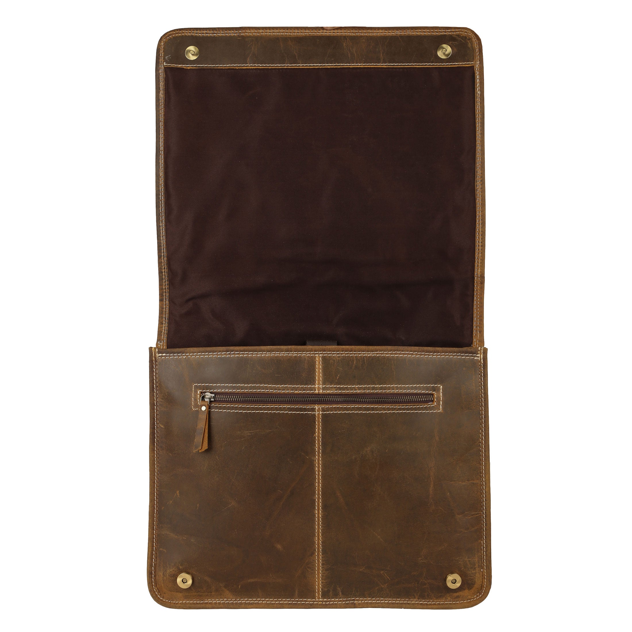 16 Inch Leather Messenger Bag for Men & Women – Vintage Laptop Satchel with Trolley Strap & Shoulder Strap – Fits 15.6" Laptop