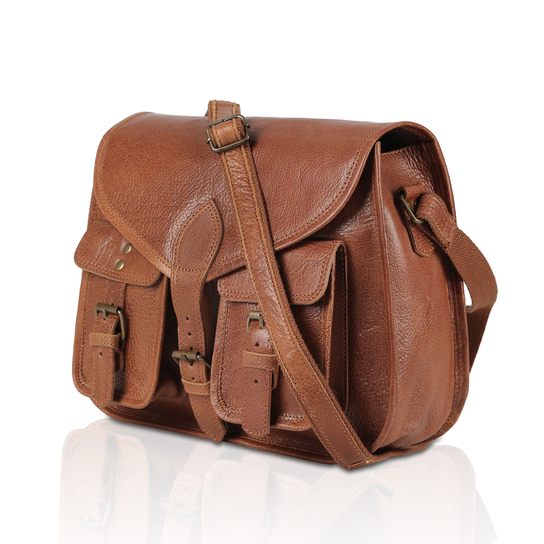 14-Inch Genuine Leather Shoulder Bag for Women – Crossbody Satchel, Ladies' Tote & Travel Purse