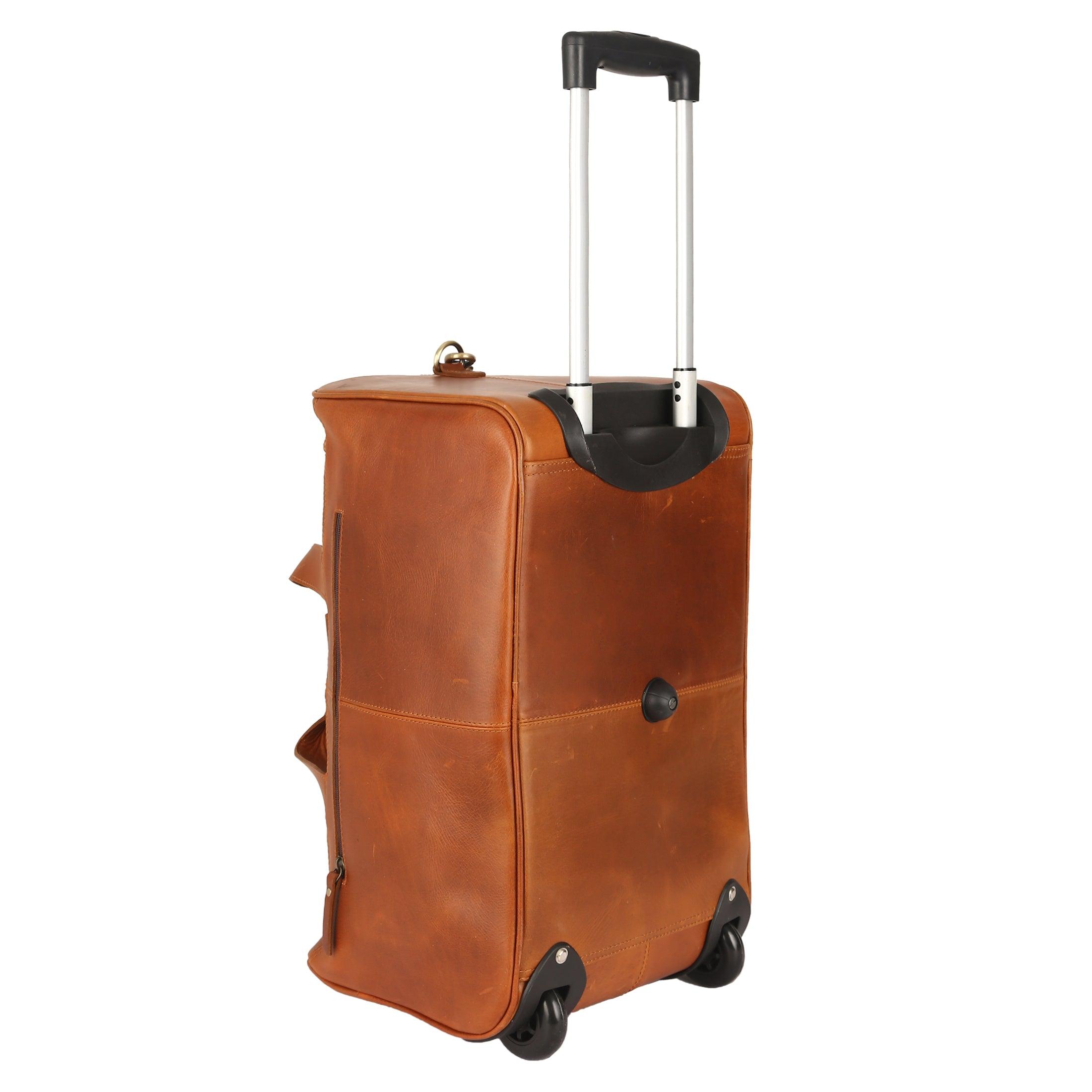 U-zip leather duffel bag with wheels