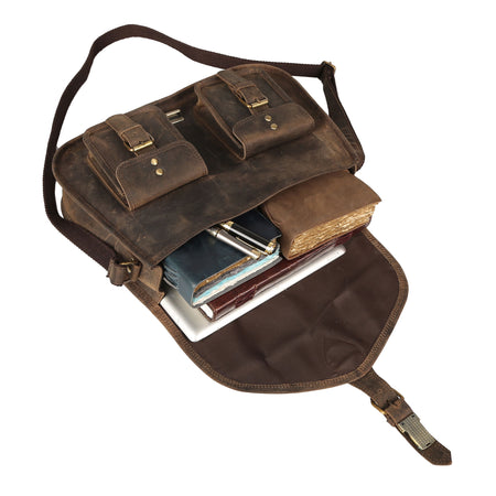 14-Inch Genuine Leather Purse – Women’s Crossbody Satchel, Shoulder Bag, Tote, and Travel Handbag